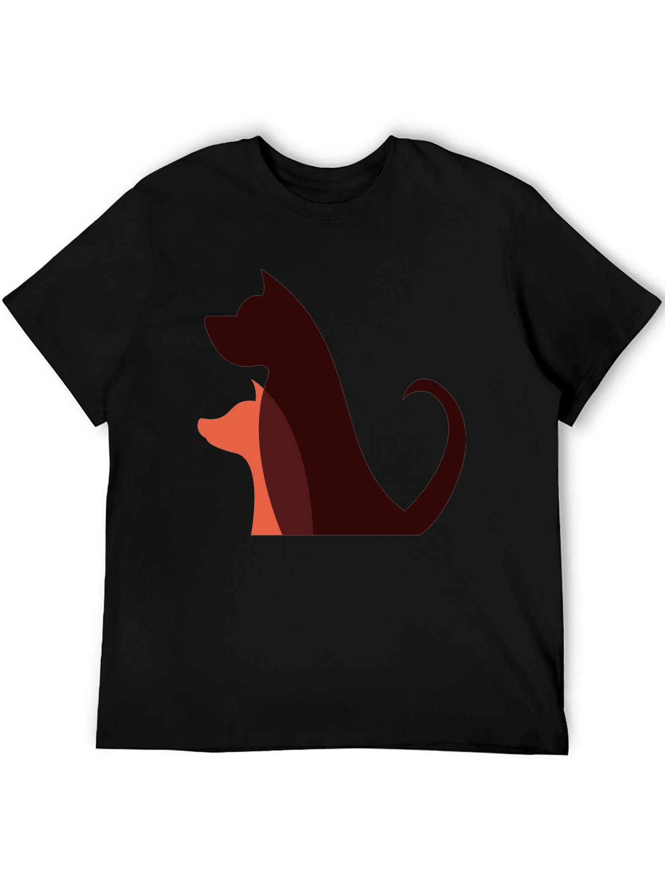 Abstract Dog & Fox T-Shirt - Black