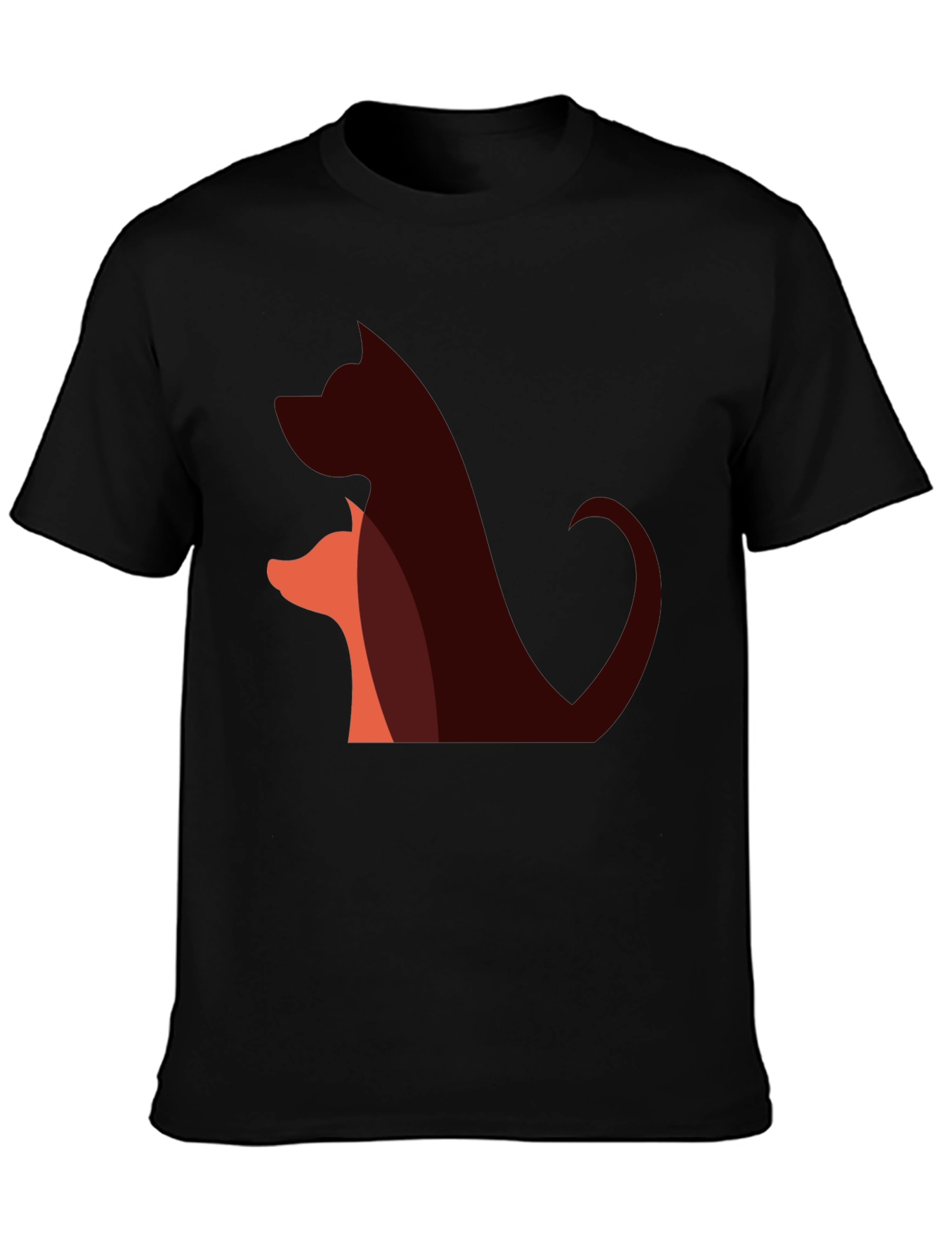 Abstract Dog & Fox T-Shirt - Black
