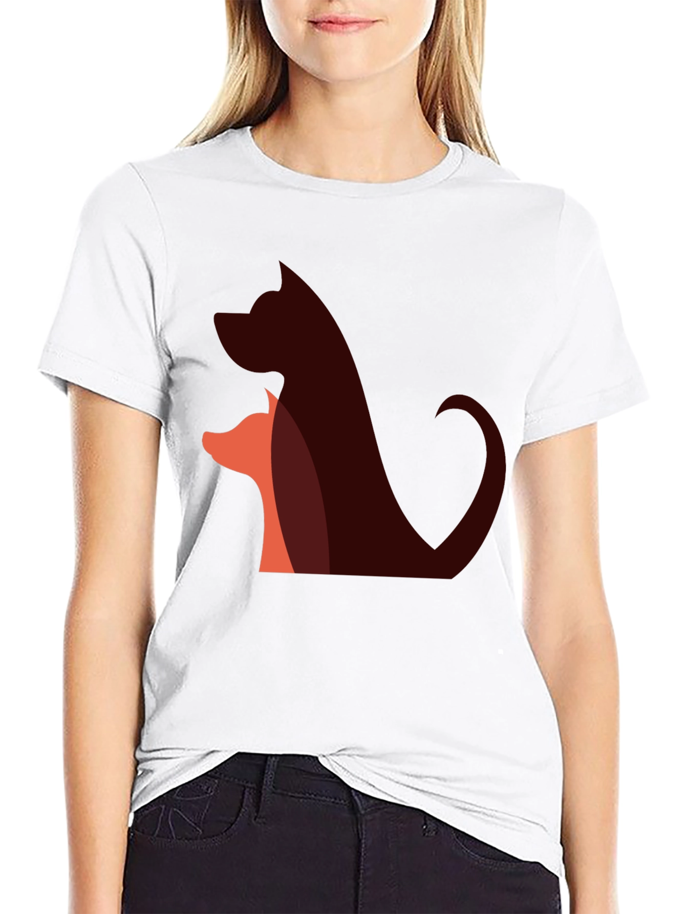 Abstract Dog & Fox T-Shirt - Black
