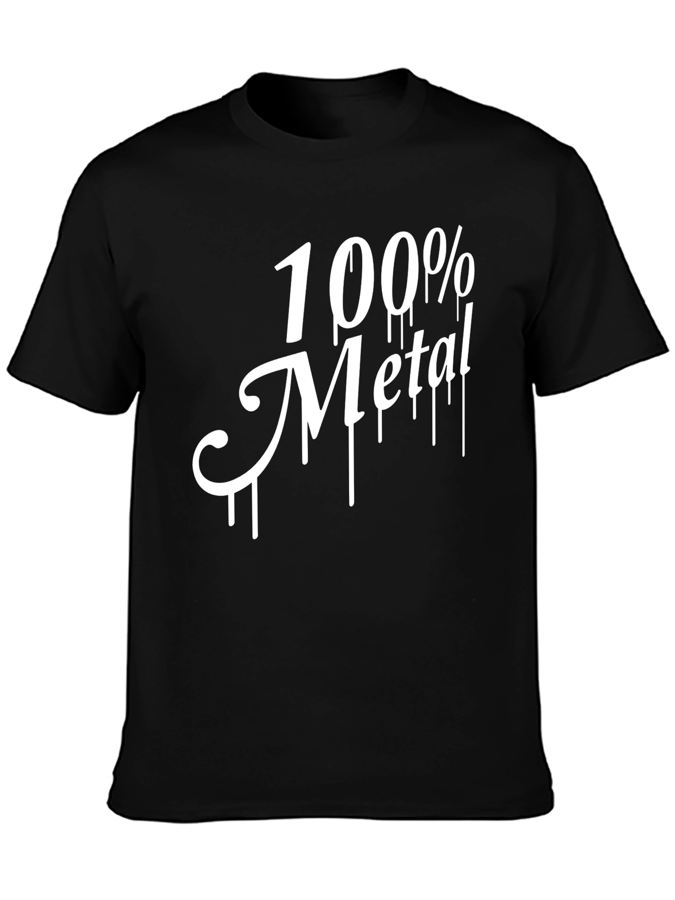 100% Metal Graphic Print Black T-Shirt