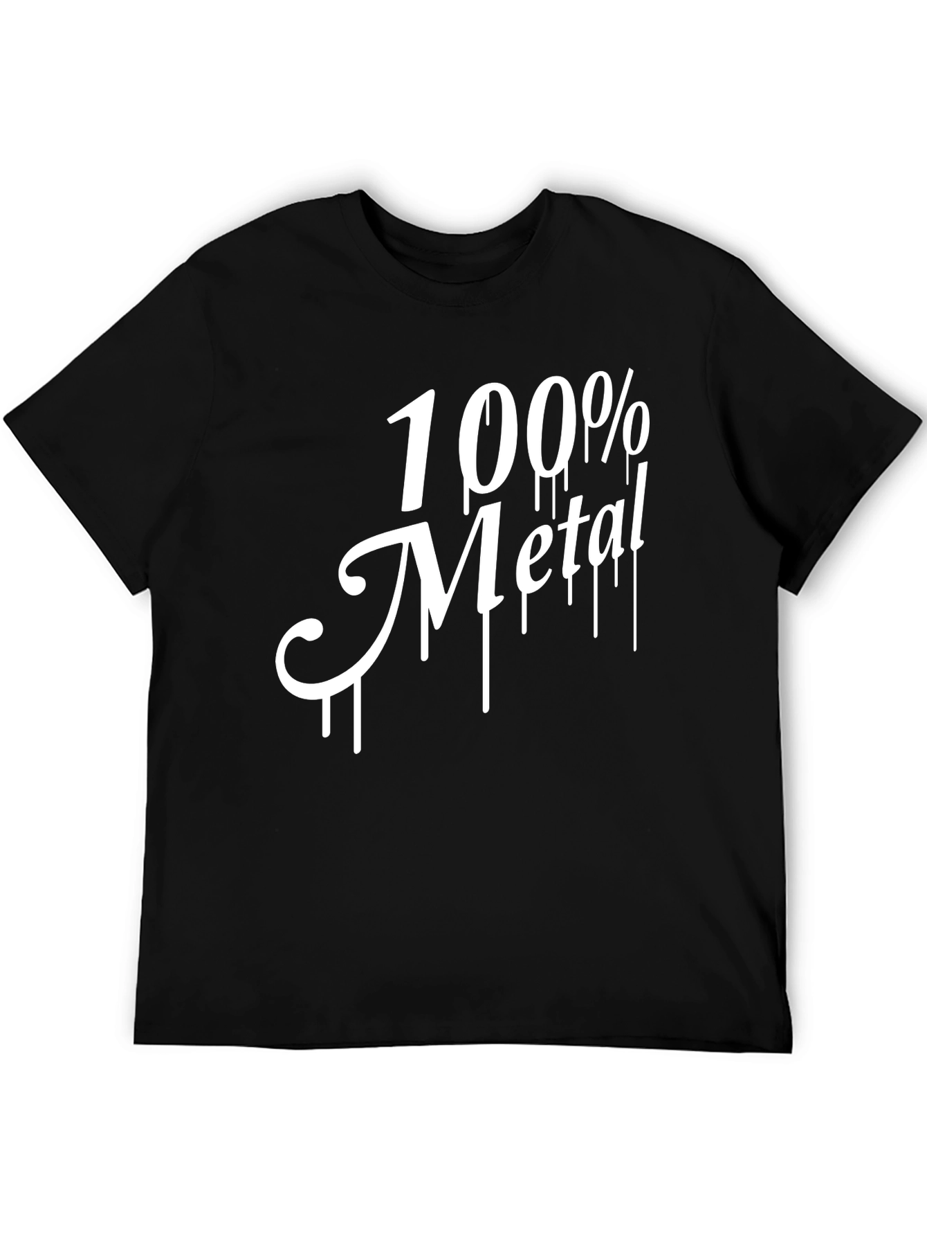 100% Metal Graphic Print Black T-Shirt