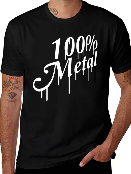 100% Metal Graphic Print Black T-Shirt