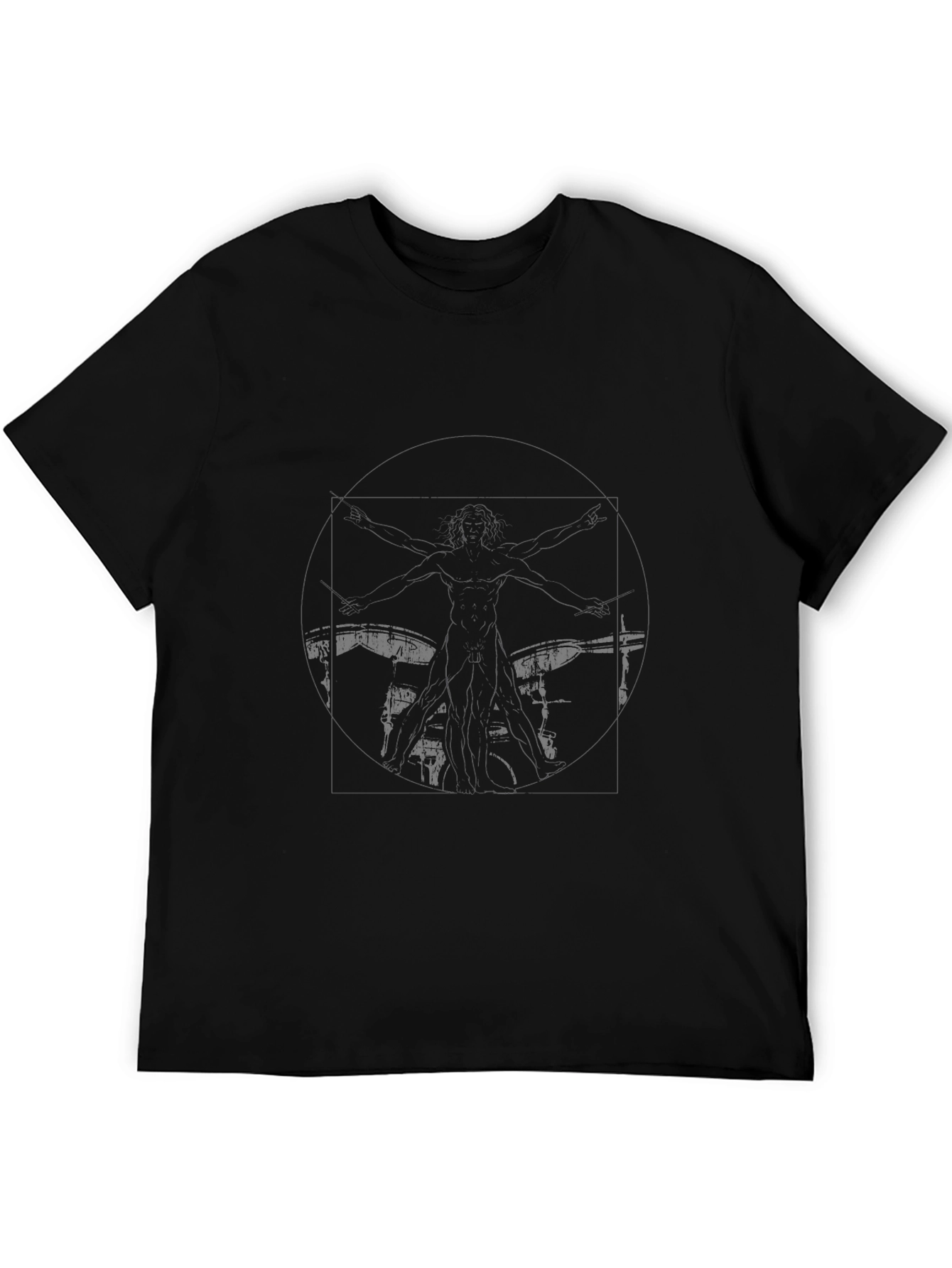 Black Graphic Tee - Drummer Print