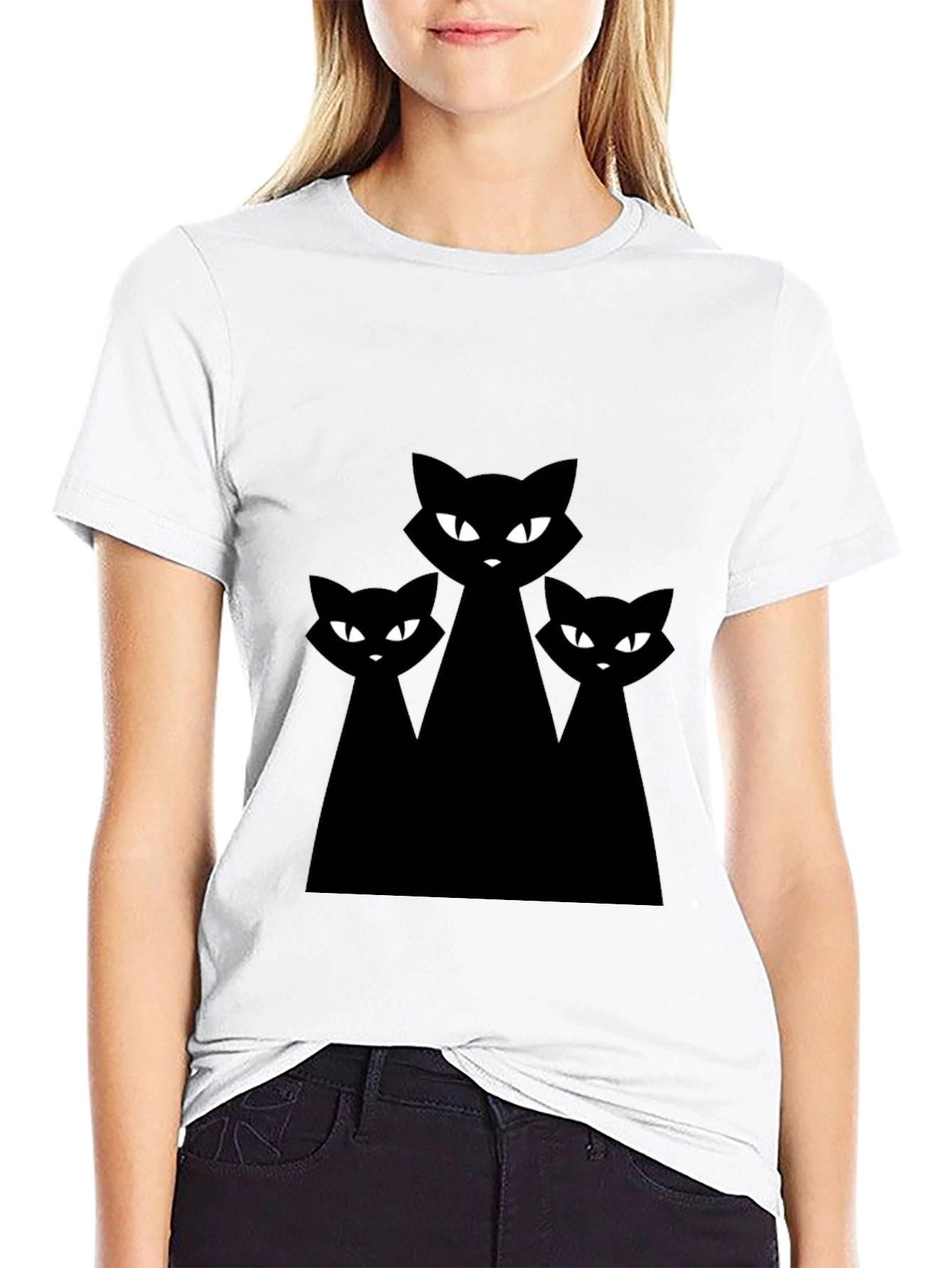 Black Cat Graphic Tee - Unisex Halloween Shirt
