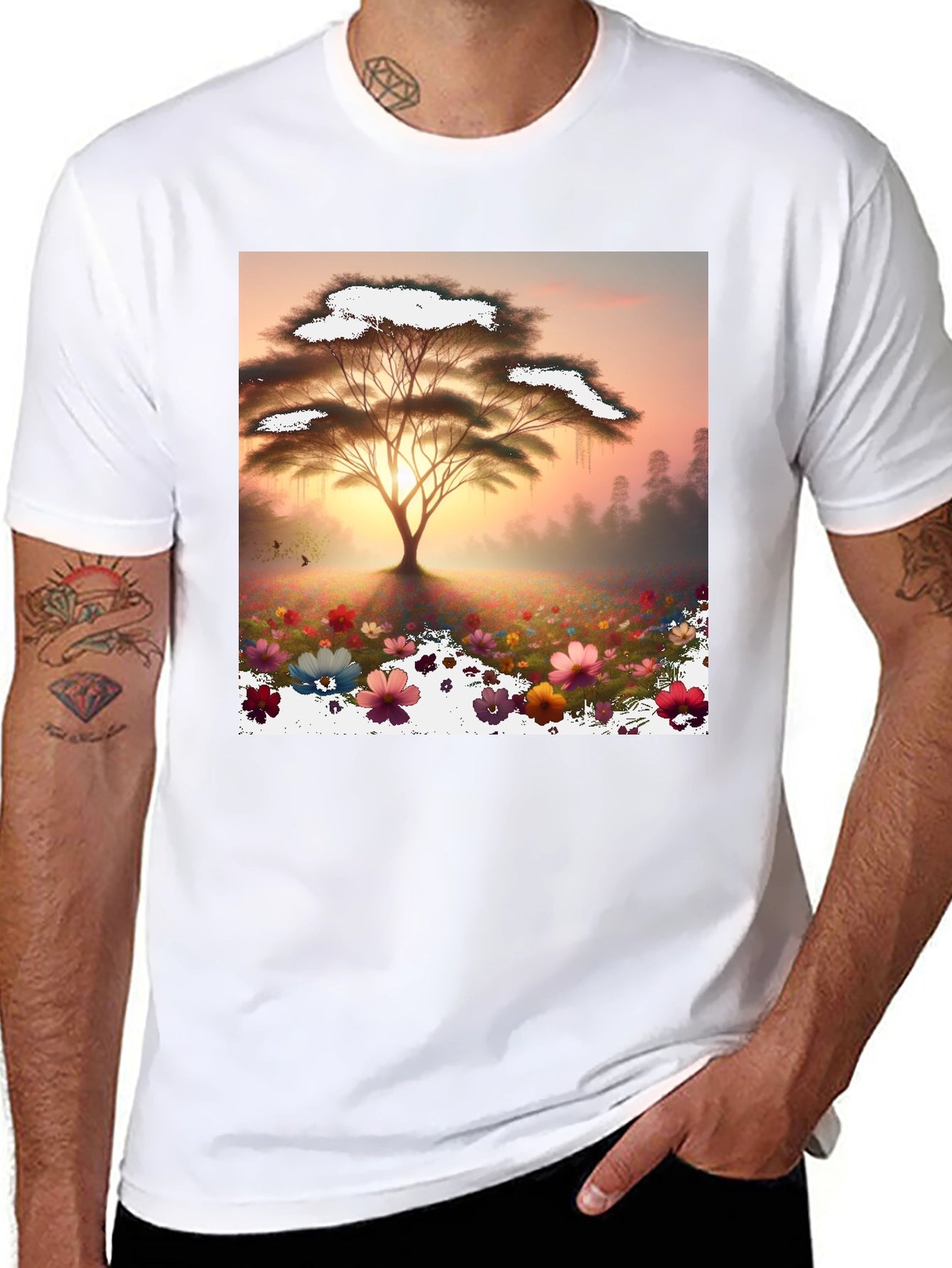 Sunset Bloom Tree Graphic Tee