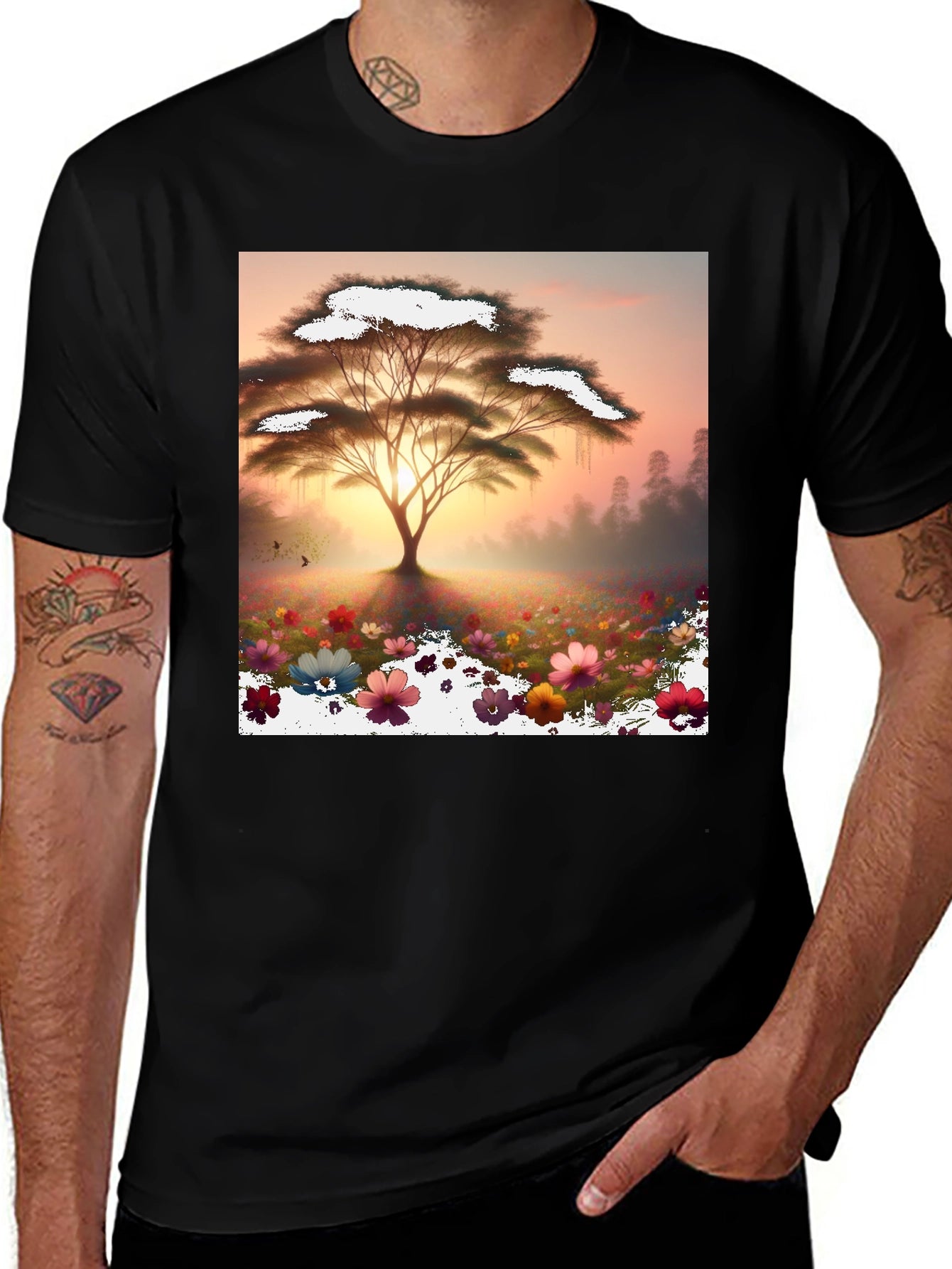 Sunset Bloom Tree Graphic Tee