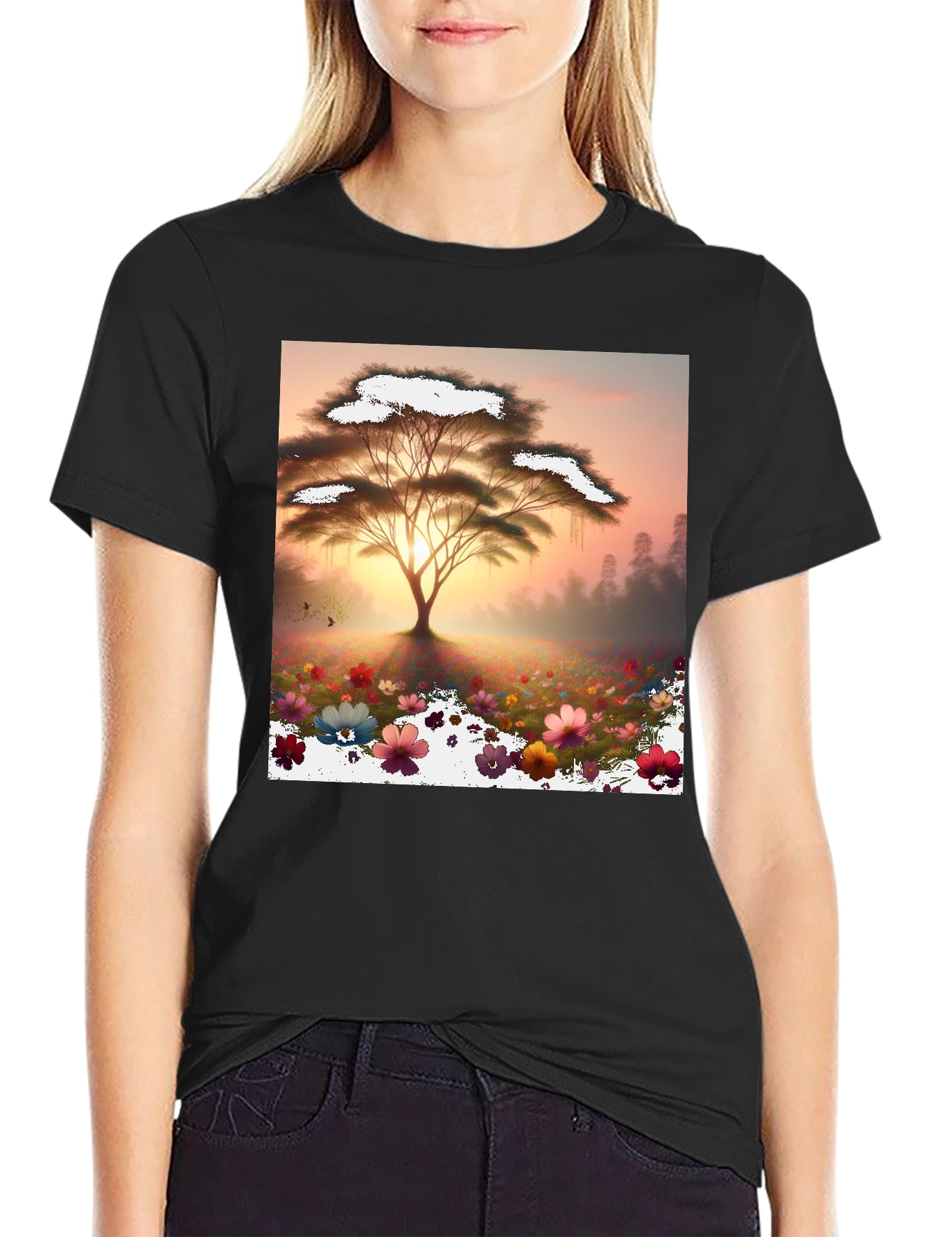 Sunset Bloom Tree Graphic Tee