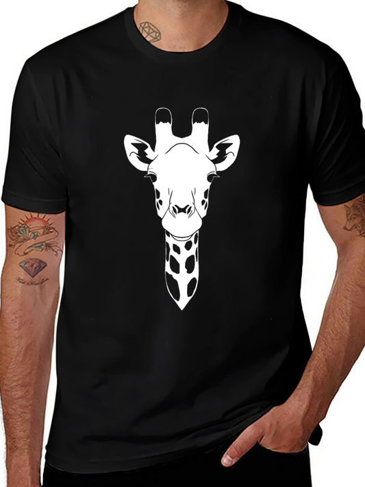 Giraffe Graphic Tee - Black Cotton T-Shirt