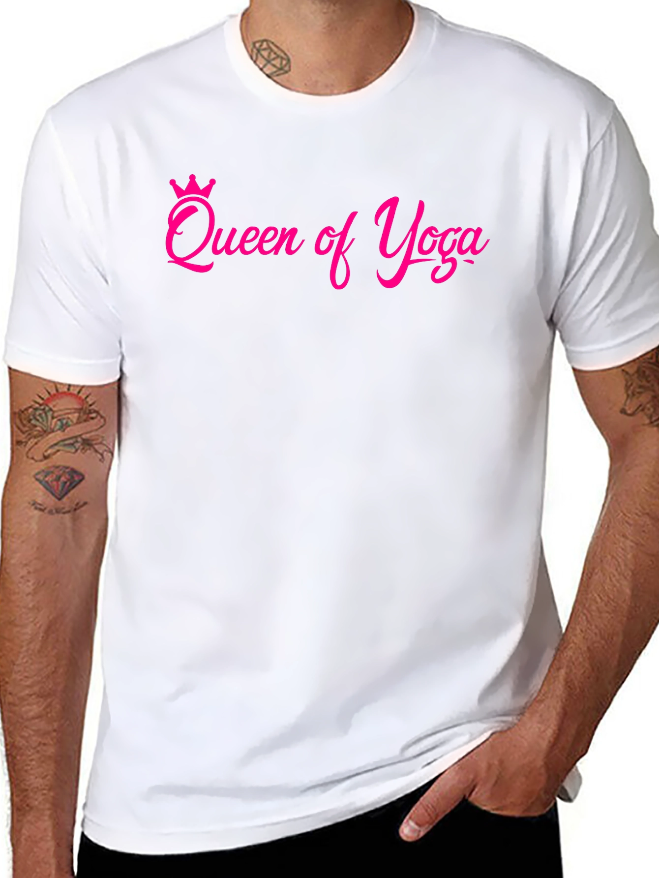 Queen of Yoga T-Shirt - Pink Design on Black