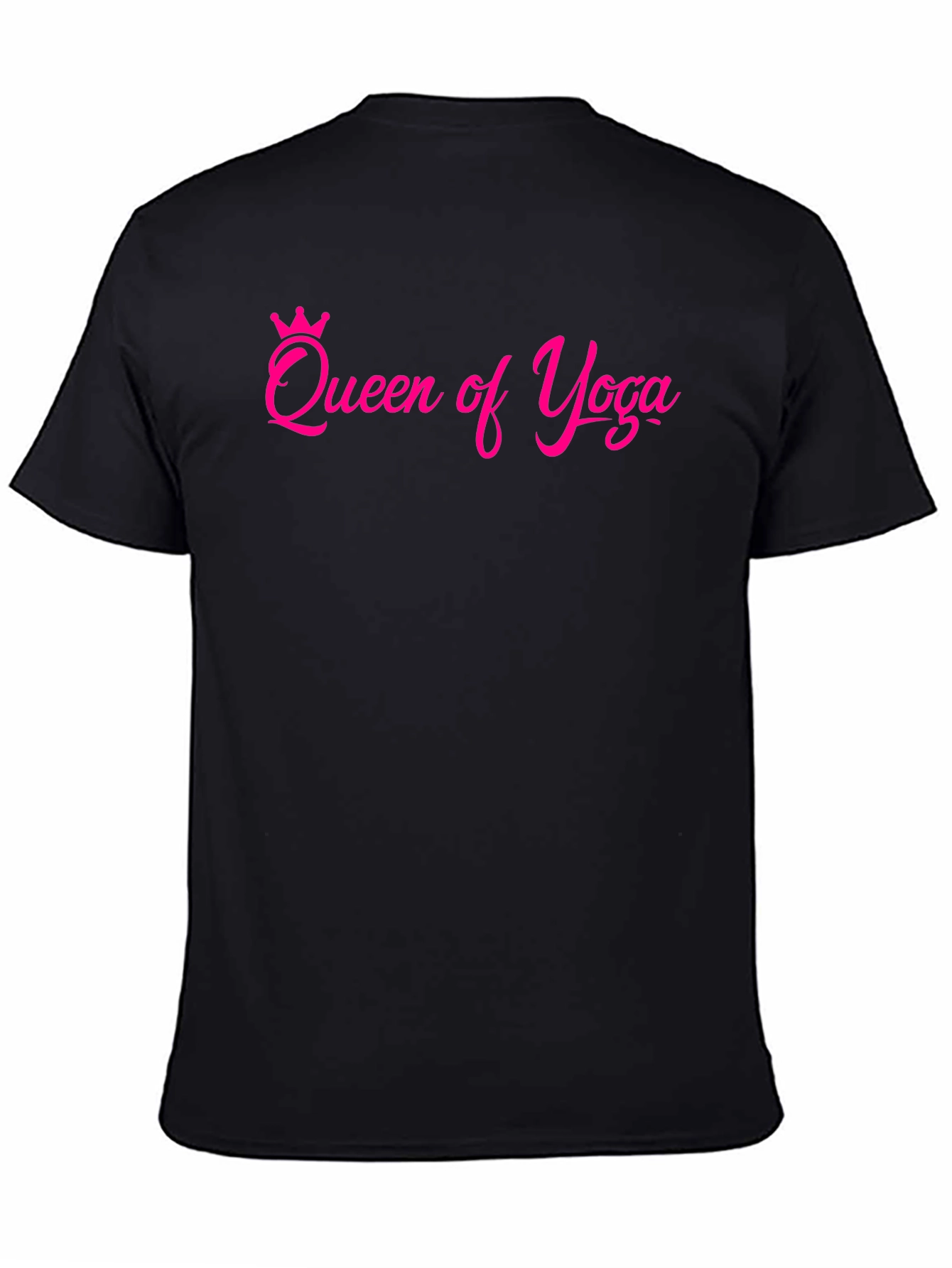 Queen of Yoga T-Shirt - Pink Design on Black