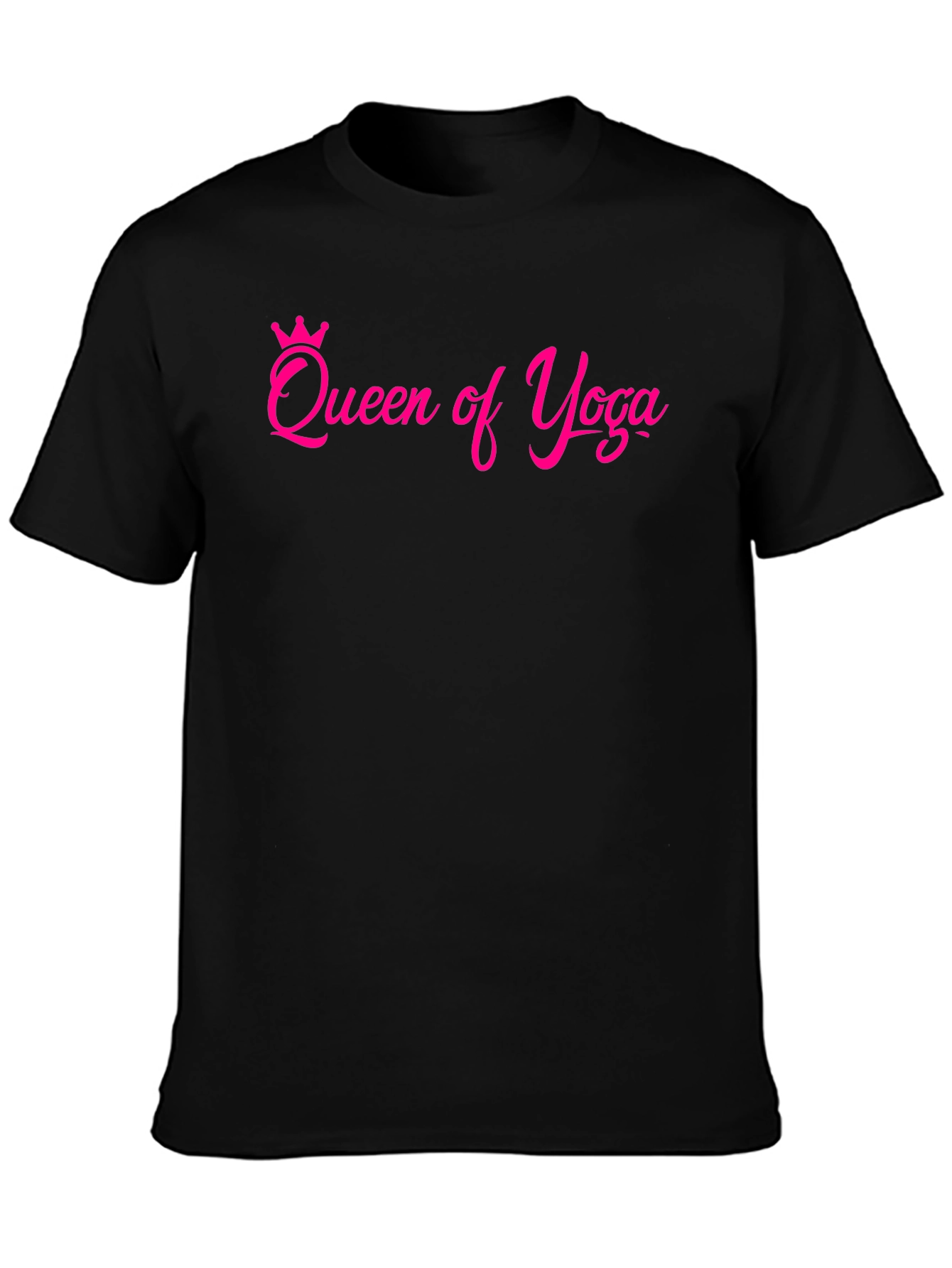Queen of Yoga T-Shirt - Pink Design on Black