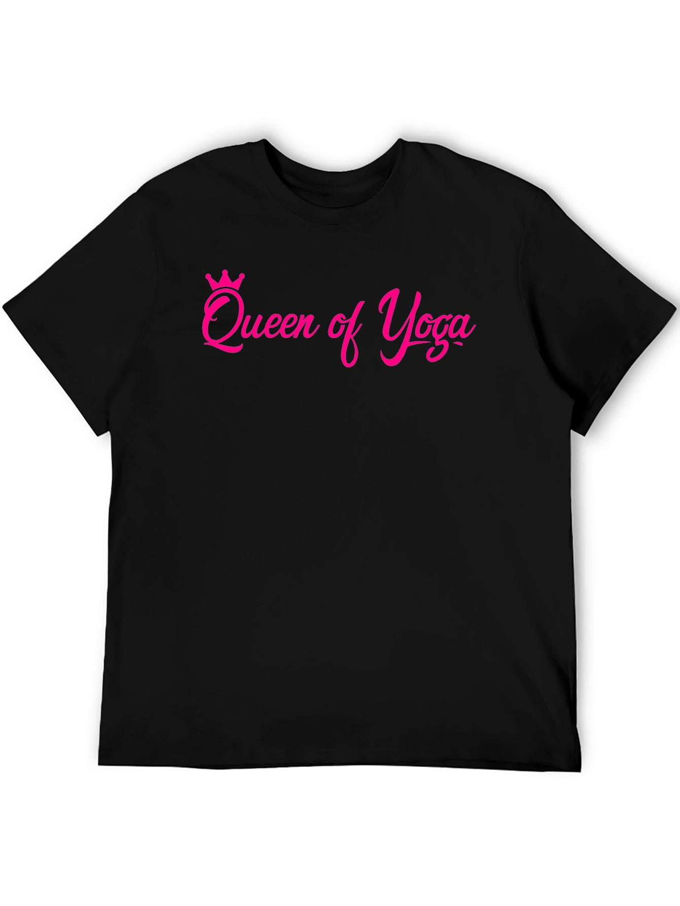 Queen of Yoga T-Shirt - Pink Design on Black