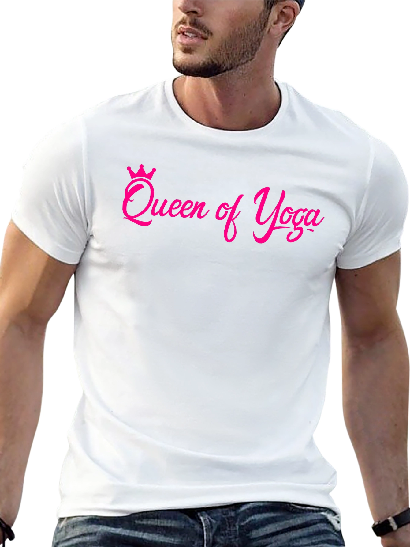 Queen of Yoga T-Shirt - Pink Design on Black