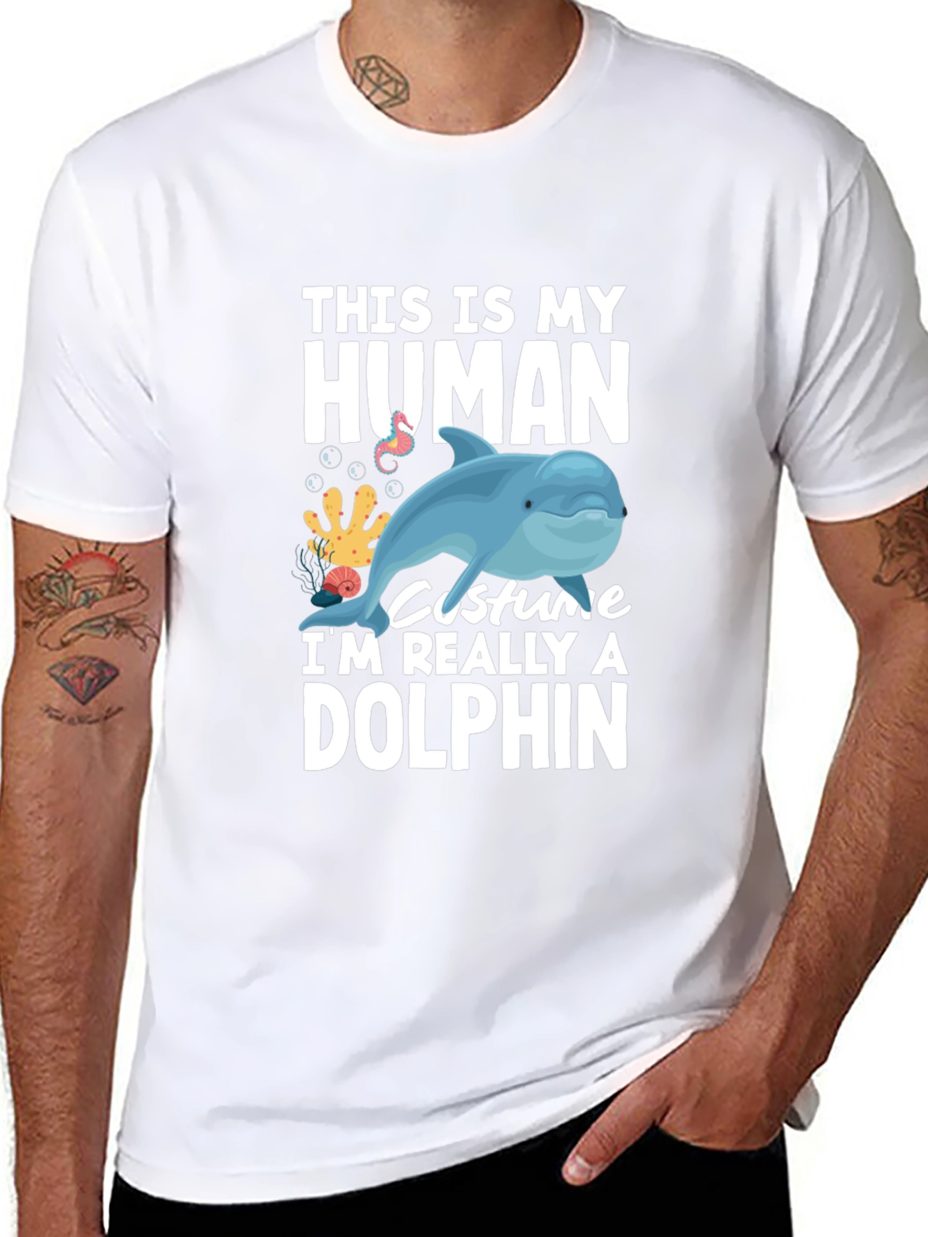 Human Costume Dolphin Graphic Tee
