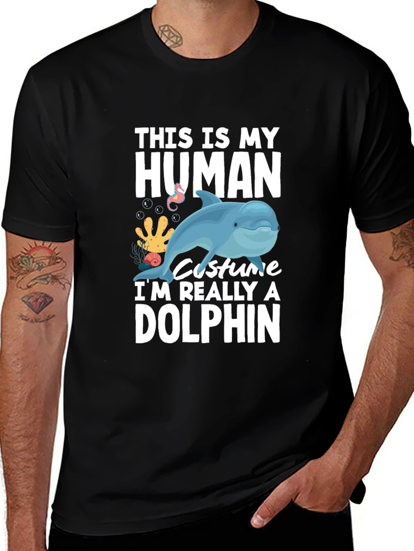 Human Costume Dolphin Graphic Tee