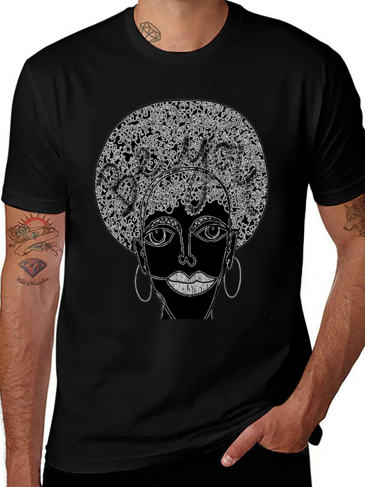 Afro Art Graphic Tee - Stylish Black T-Shirt