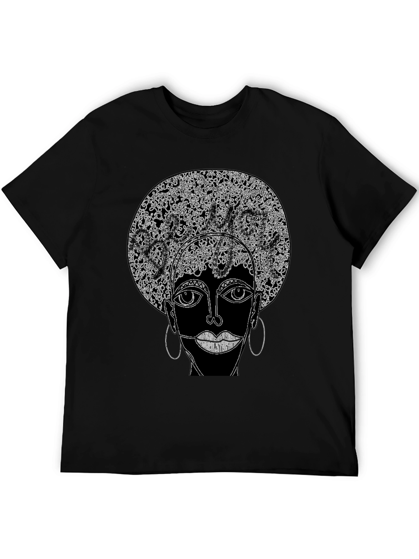 Afro Art Graphic Tee - Stylish Black T-Shirt