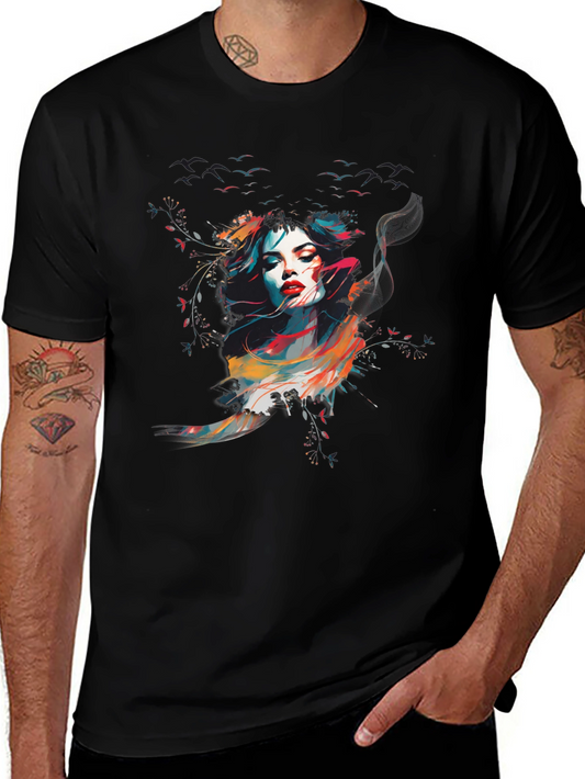Abstract Woman Graphic Black T-Shirt
