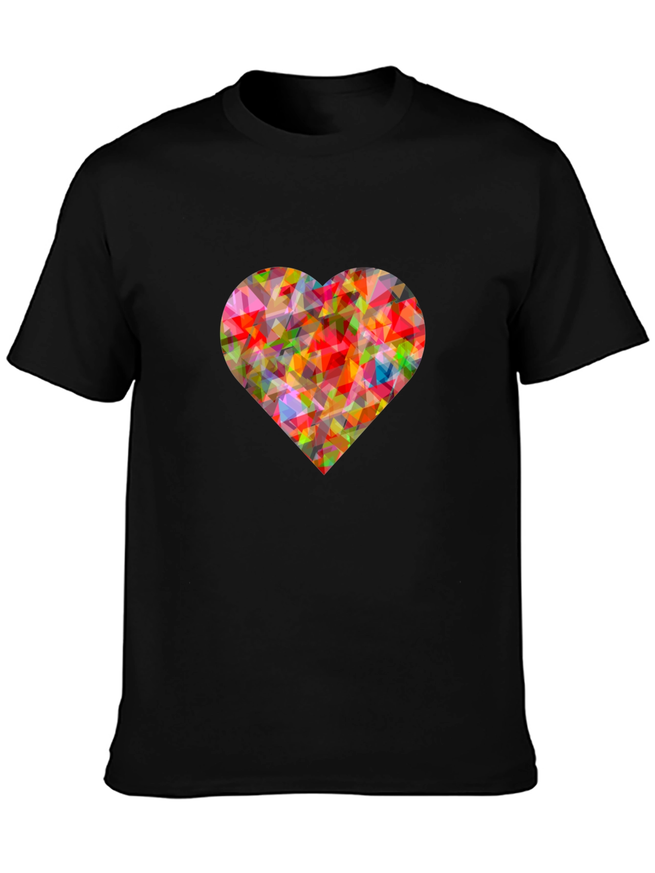 Geometric Heart Graphic Black T-Shirt