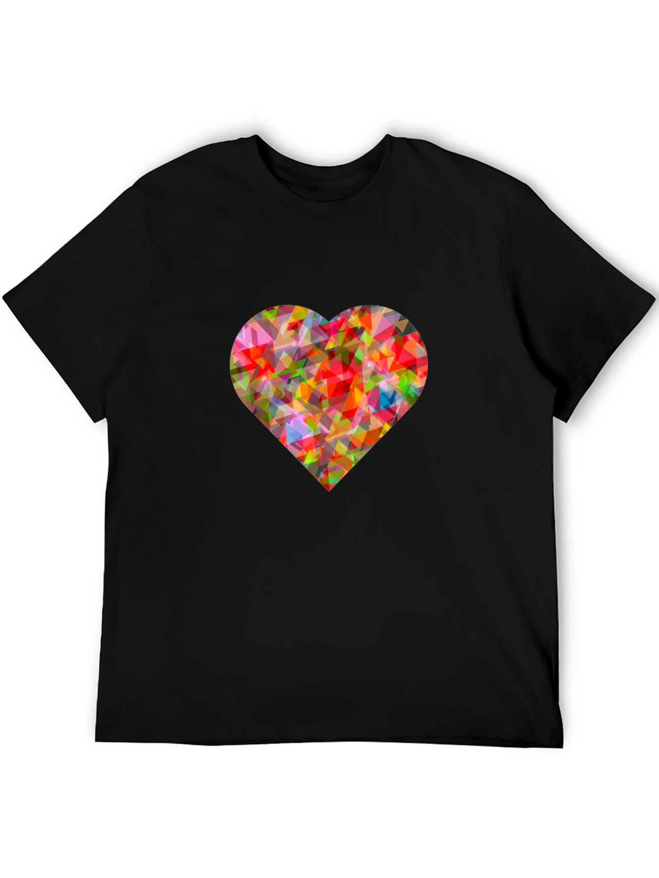 Geometric Heart Graphic Black T-Shirt