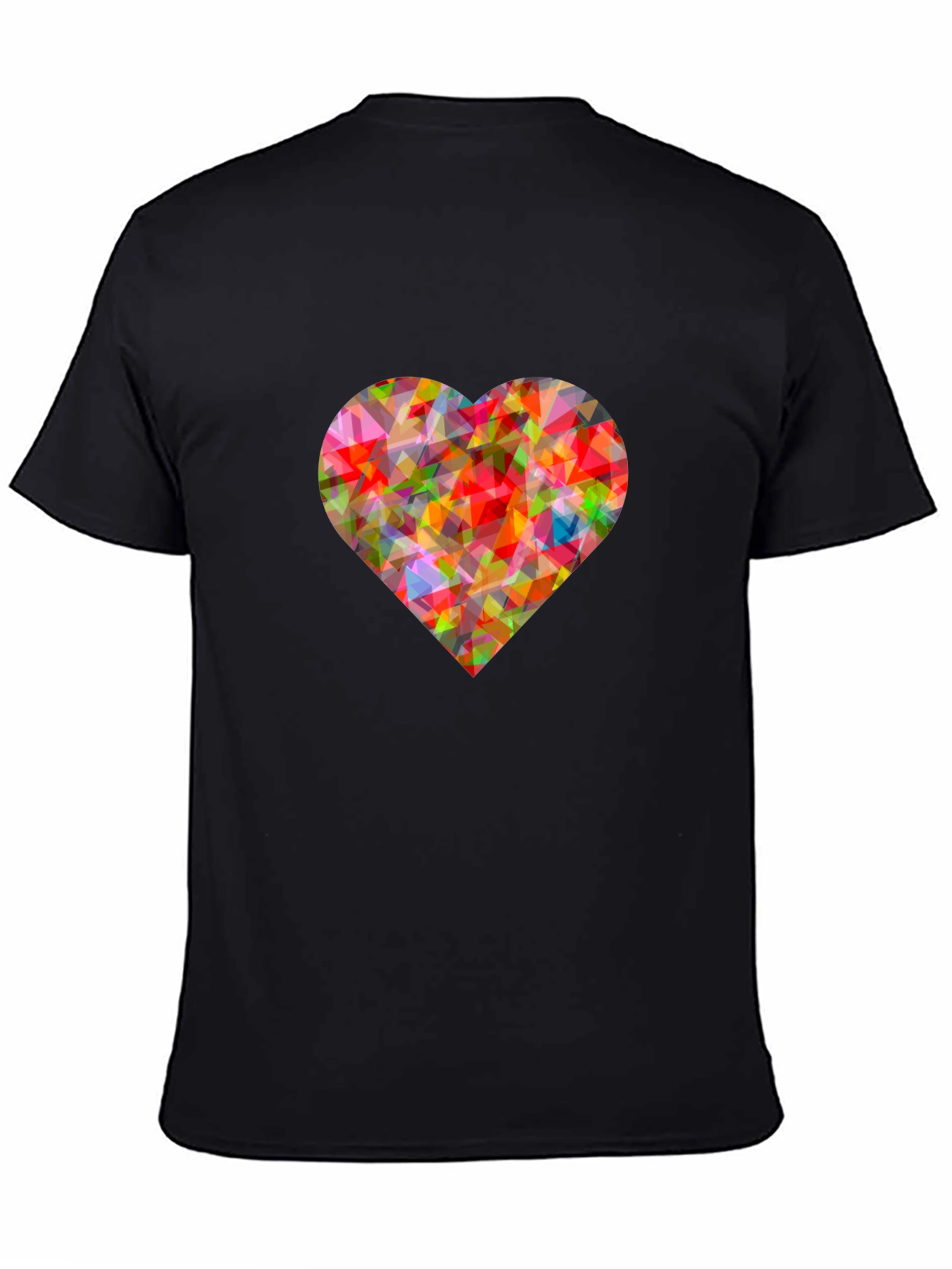 Geometric Heart Graphic Black T-Shirt