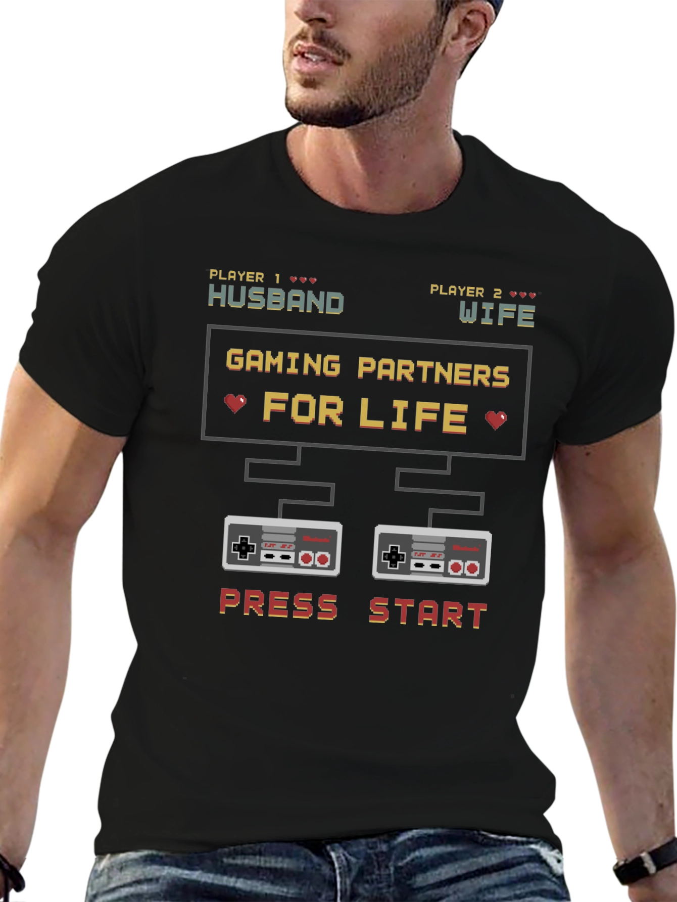 Gaming Partners for Life Husband Wife Matching T-Shirt