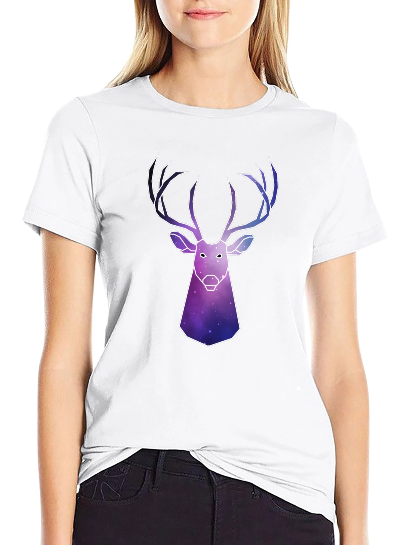 Galaxy Deer Graphic Tee - Mens Black T-Shirt