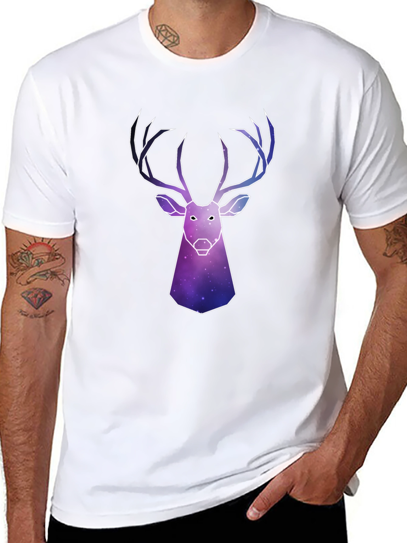 Galaxy Deer Graphic Tee - Mens Black T-Shirt