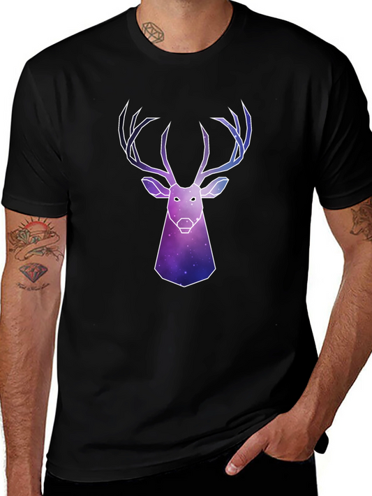 Galaxy Deer Graphic Tee - Mens Black T-Shirt