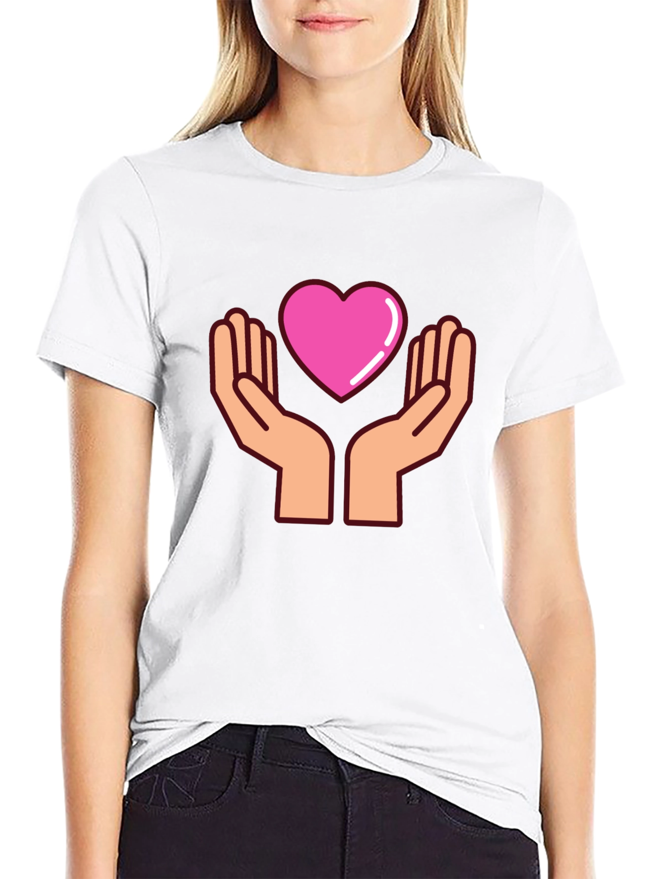 Heart Hands Graphic T-Shirt - Black