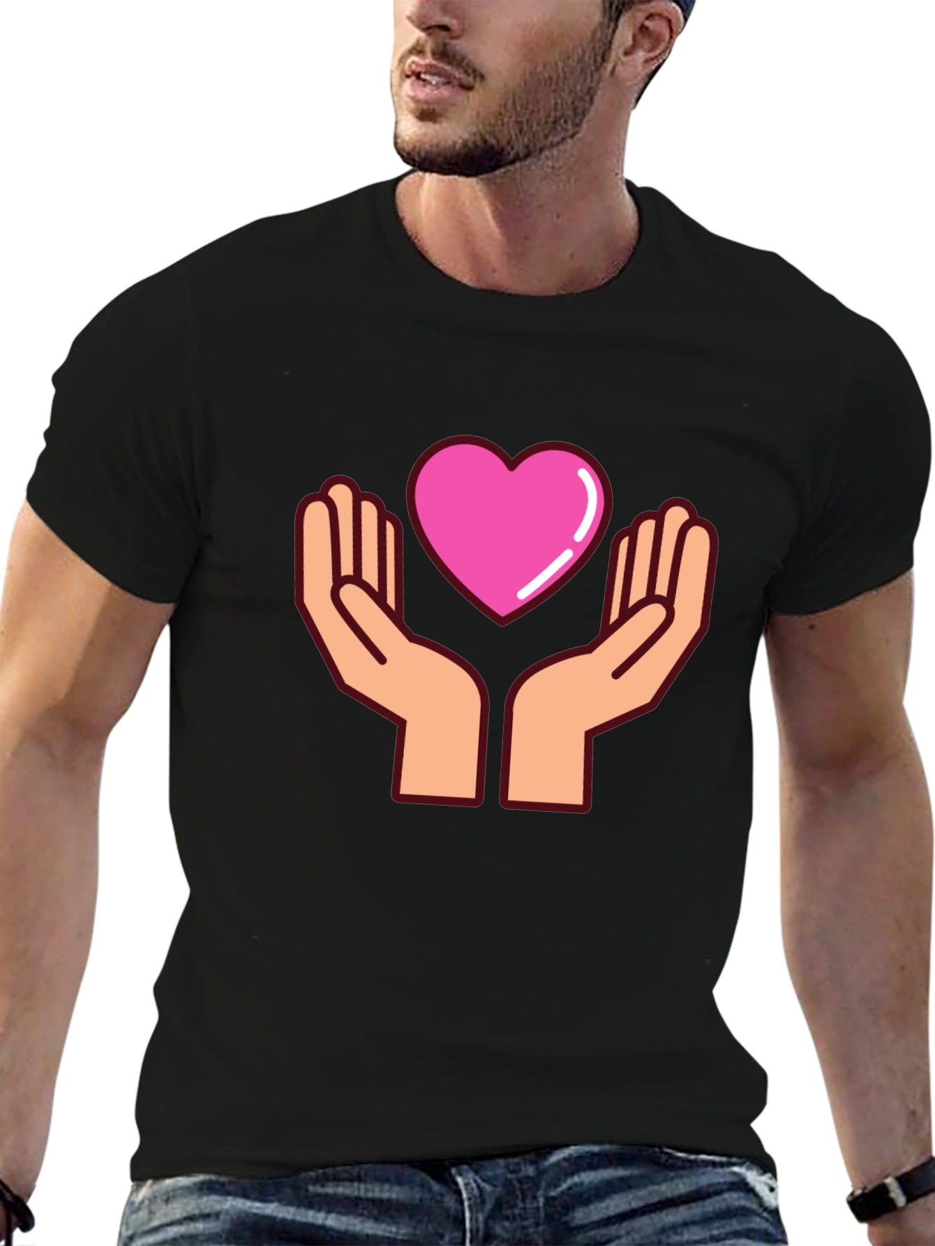 Heart Hands Graphic T-Shirt - Black