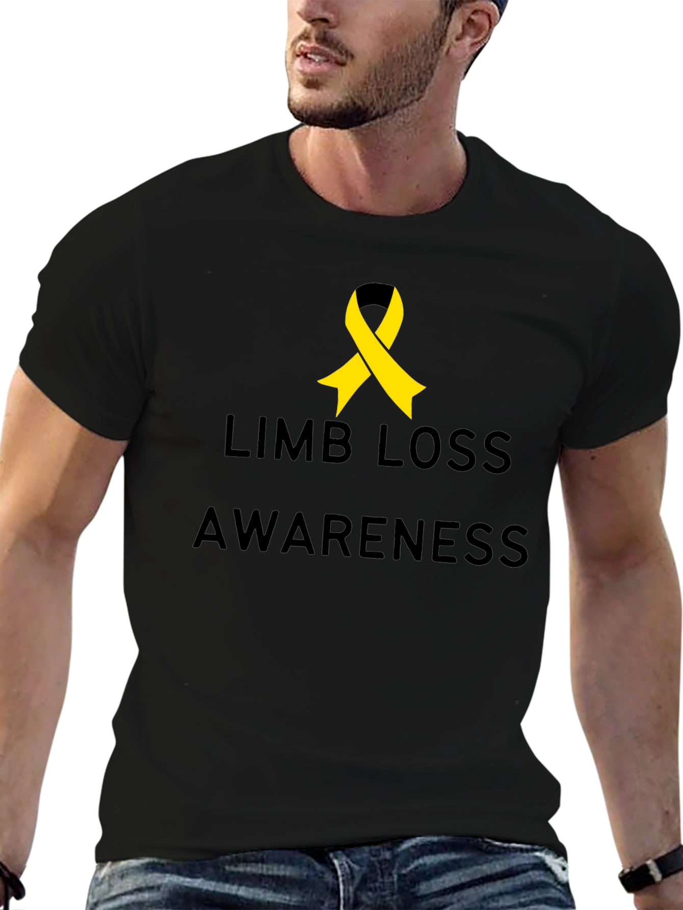 Limb Loss Awareness Ribbon T-Shirt - Black