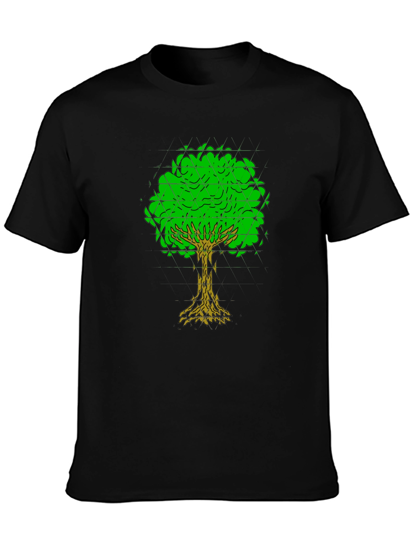 Geometric Tree Graphic Tee - Black