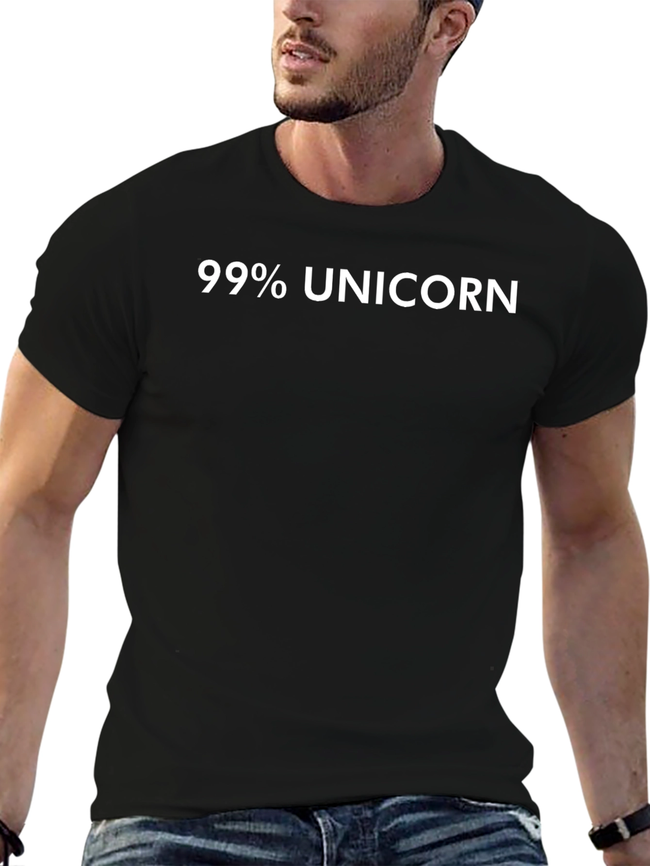 99% Unicorn Black Graphic T-Shirt