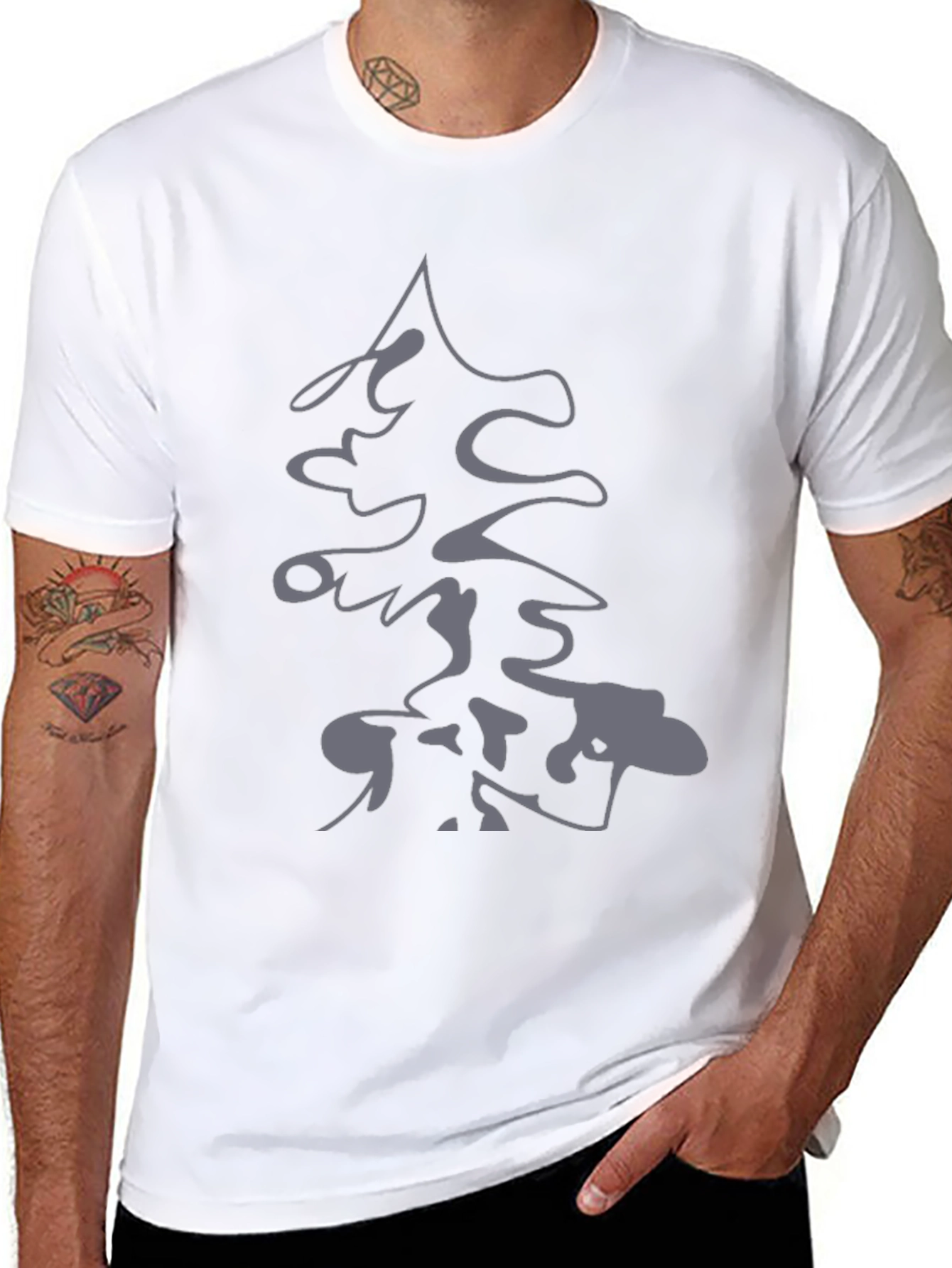 Abstract Tree Graphic Tee - Black Casual Comfort