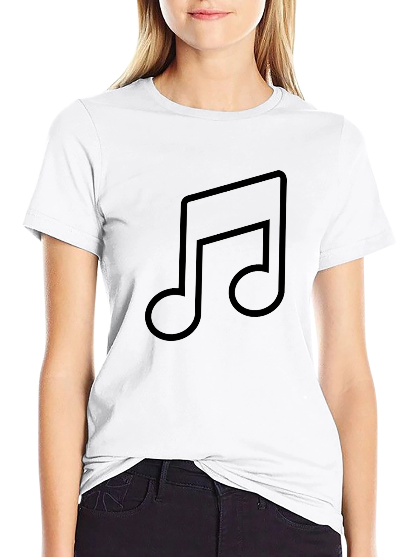 Music Note Graphic Tee - Black Cotton T-Shirt