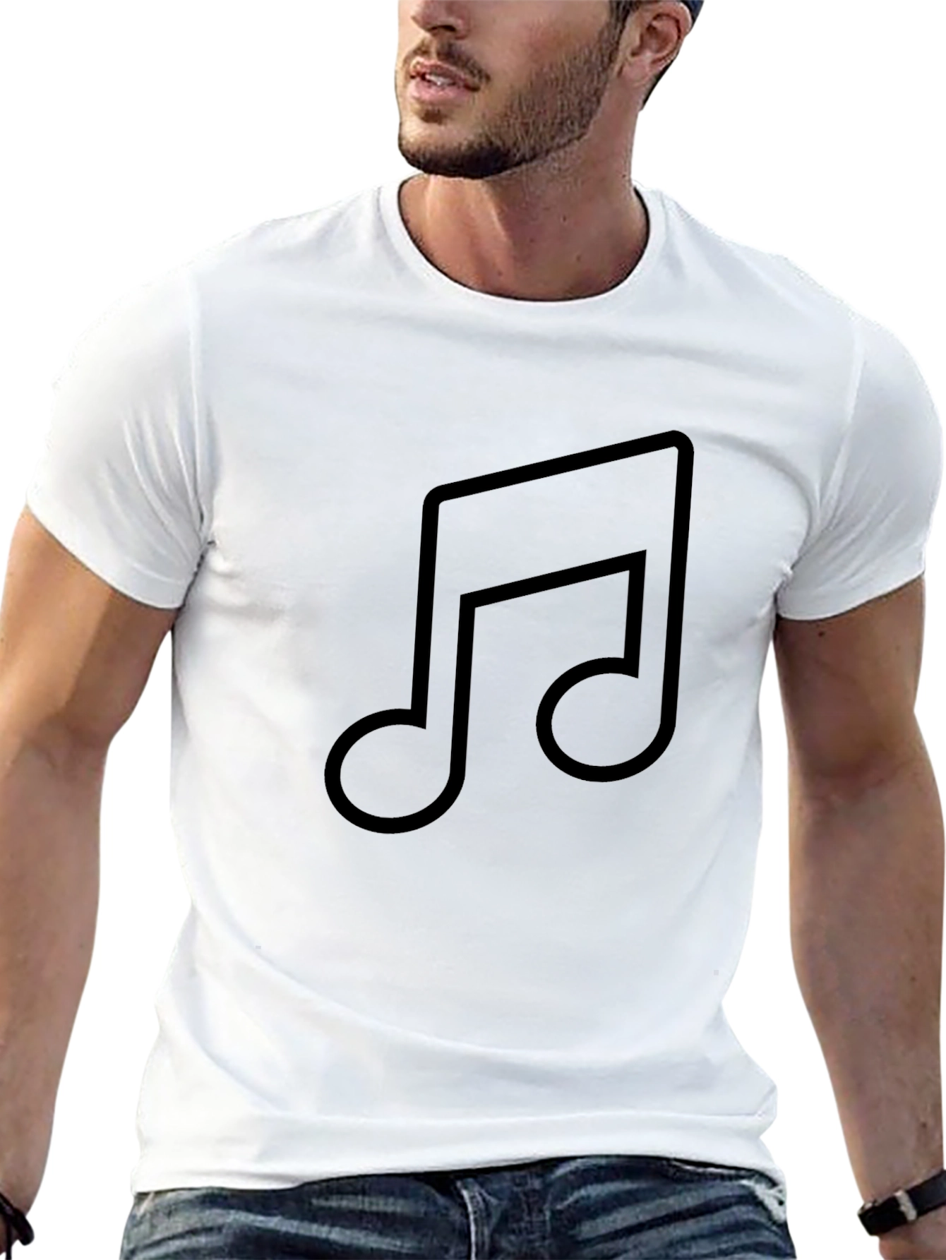 Music Note Graphic Tee - Black Cotton T-Shirt