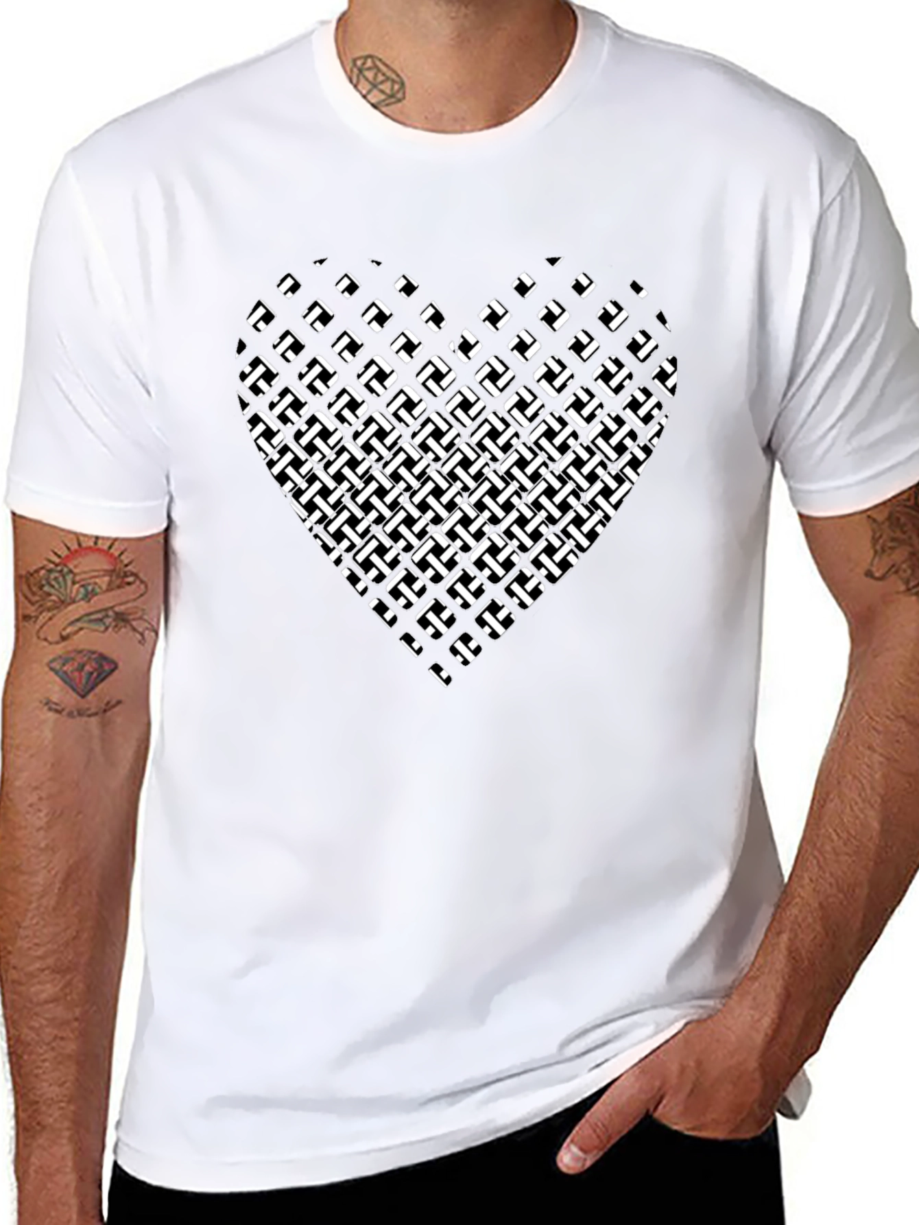 Abstract Heart Graphic Black T-Shirt