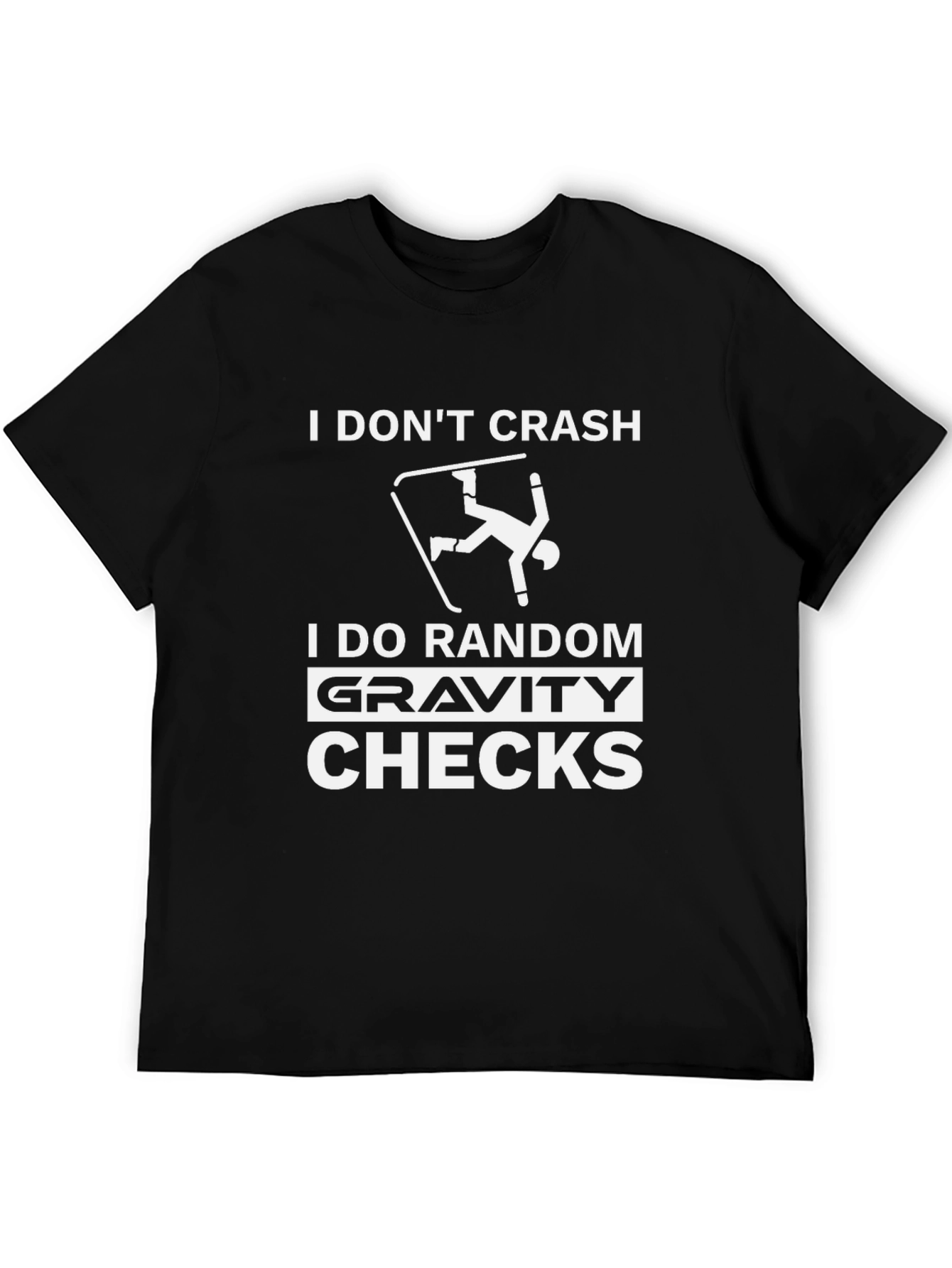 Funny Skiing Graphic T-Shirt - Gravity Checks Black Tee