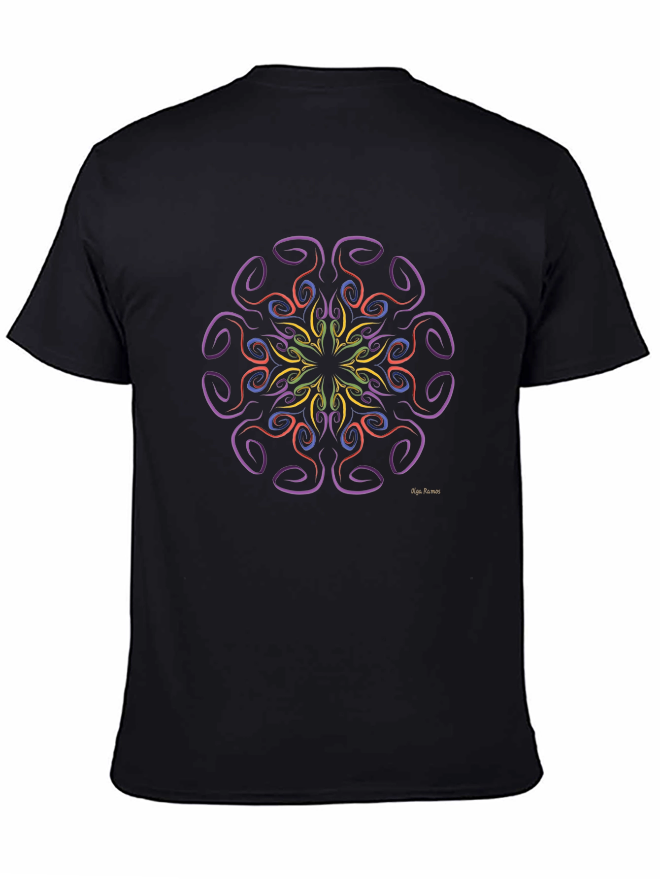 Geometric Mandala Art Black T-Shirt