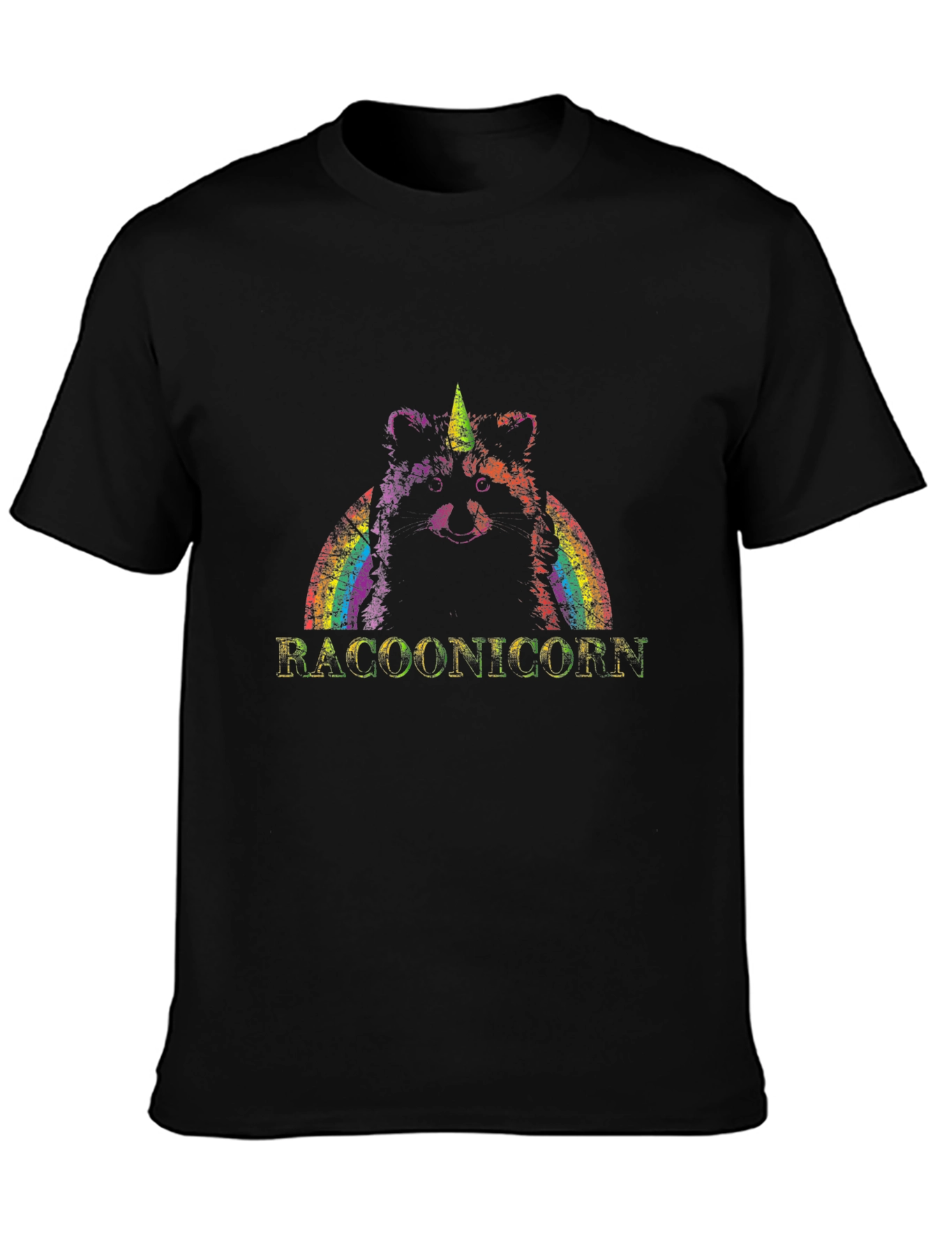 Raccoon Unicorn Raccoonicorn Black T-Shirt
