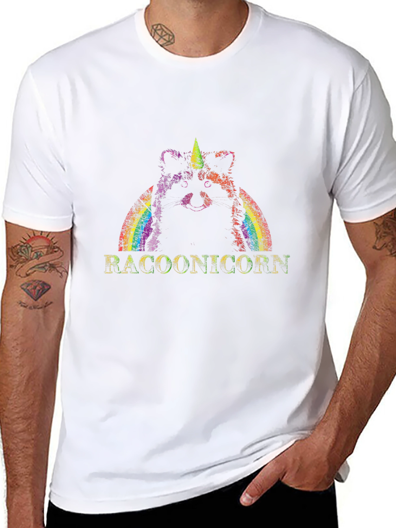 Raccoon Unicorn Raccoonicorn Black T-Shirt