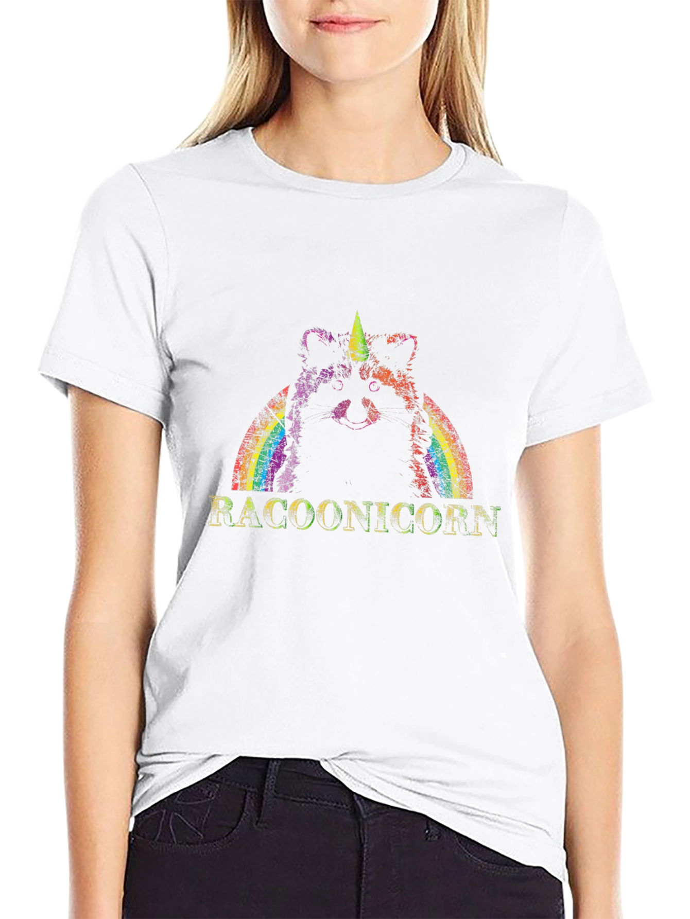 Raccoon Unicorn Raccoonicorn Black T-Shirt