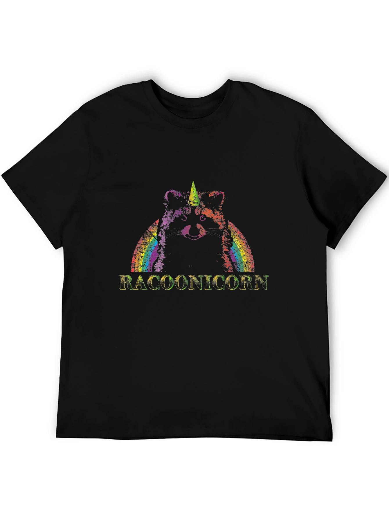Raccoon Unicorn Raccoonicorn Black T-Shirt