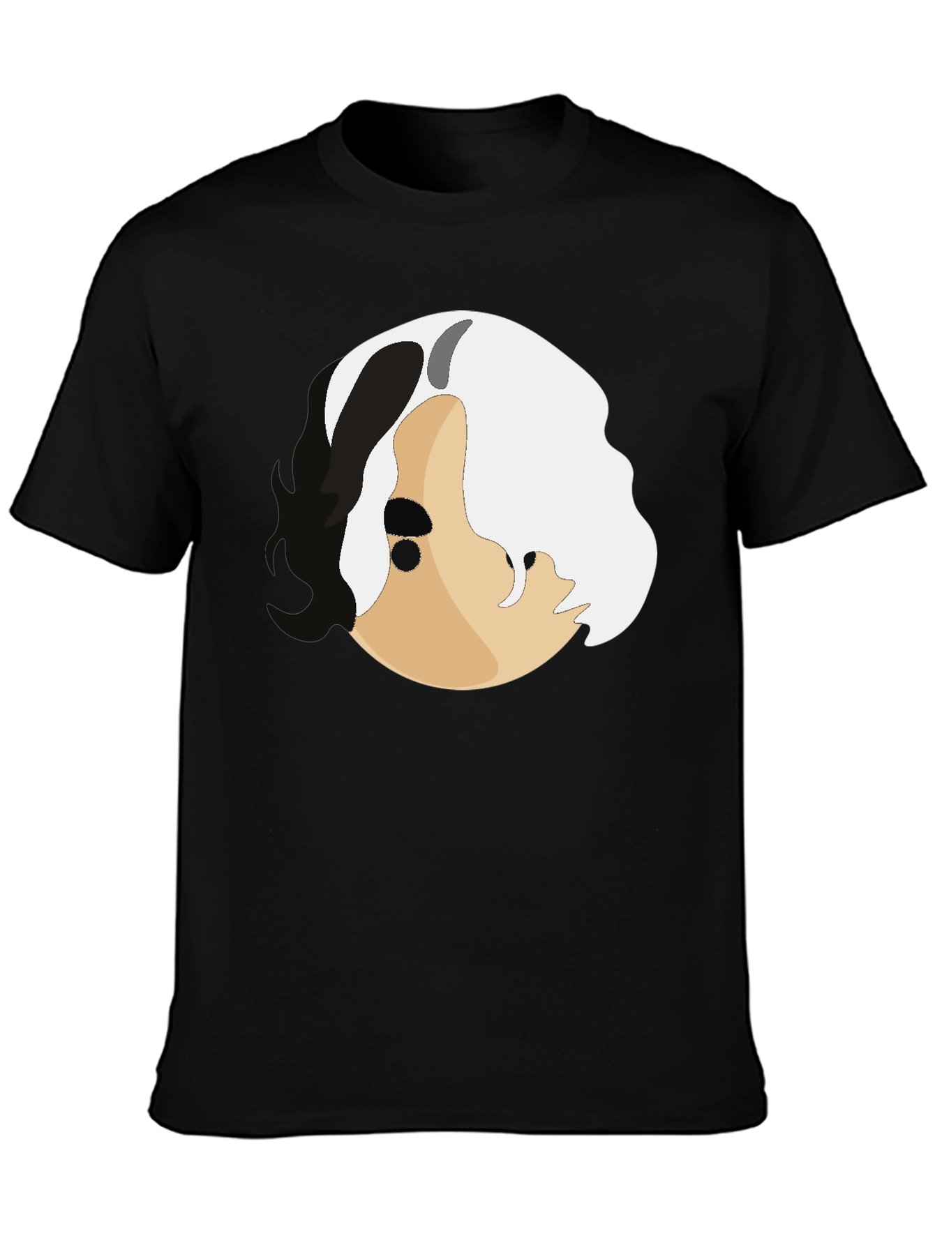 Abstract Face Graphic Print Black T-Shirt