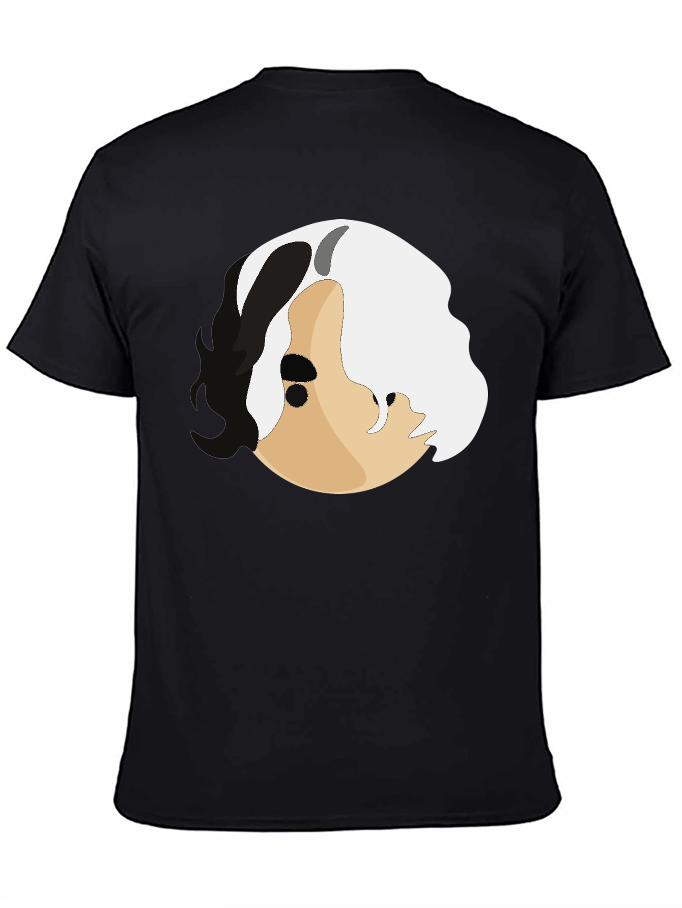 Abstract Face Graphic Print Black T-Shirt