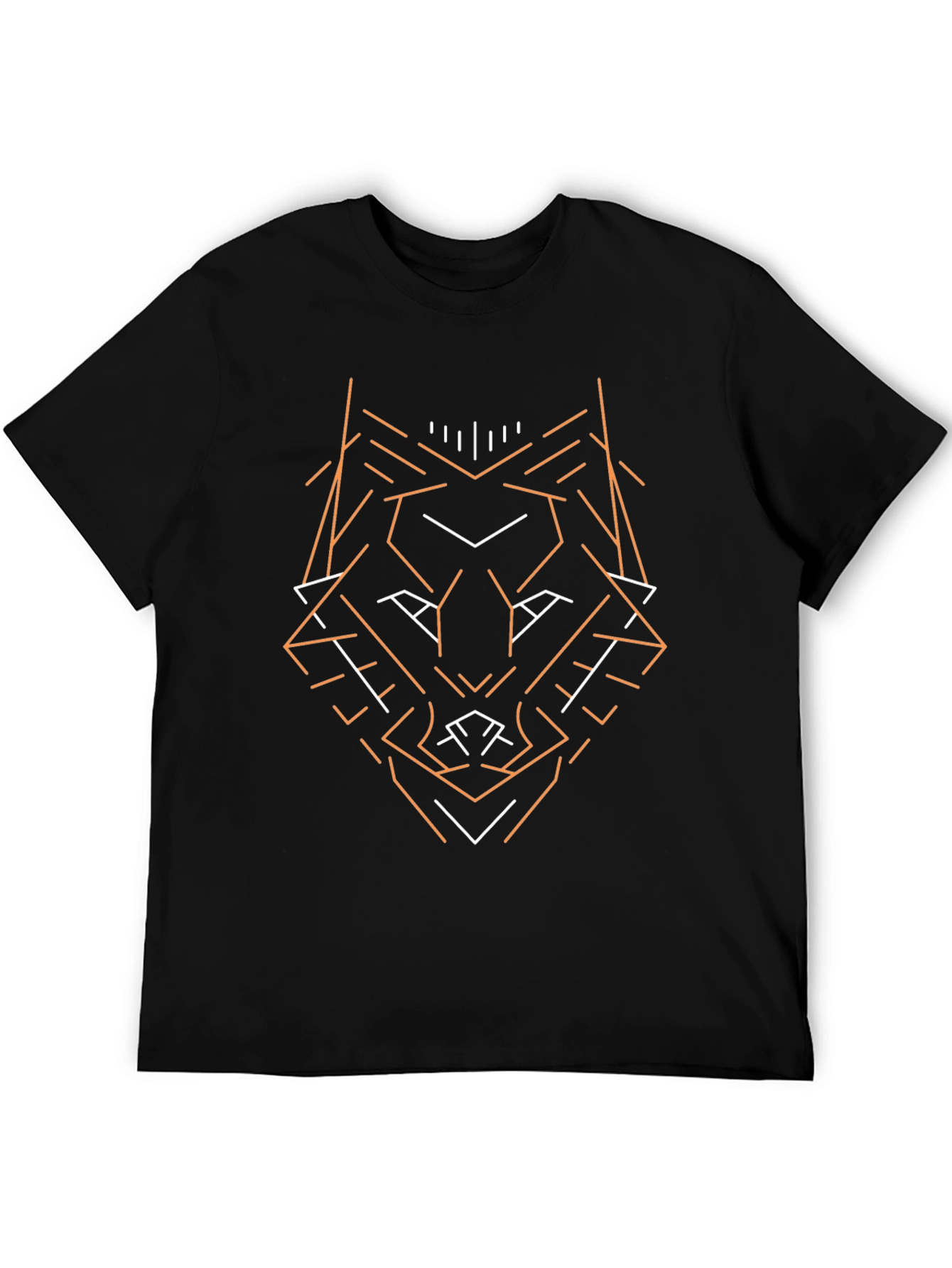 Geometric Wolf Graphic Tee - Modern Black T-Shirt
