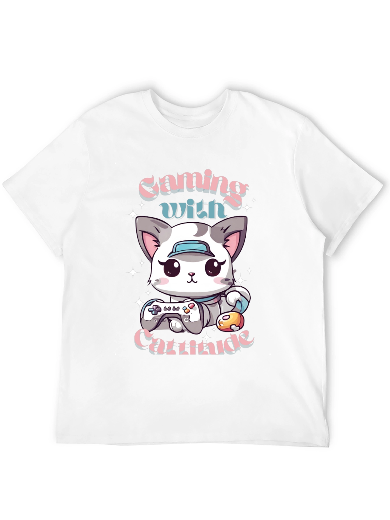 Gaming with Cattitude T-Shirt - Gamer Cat Tee