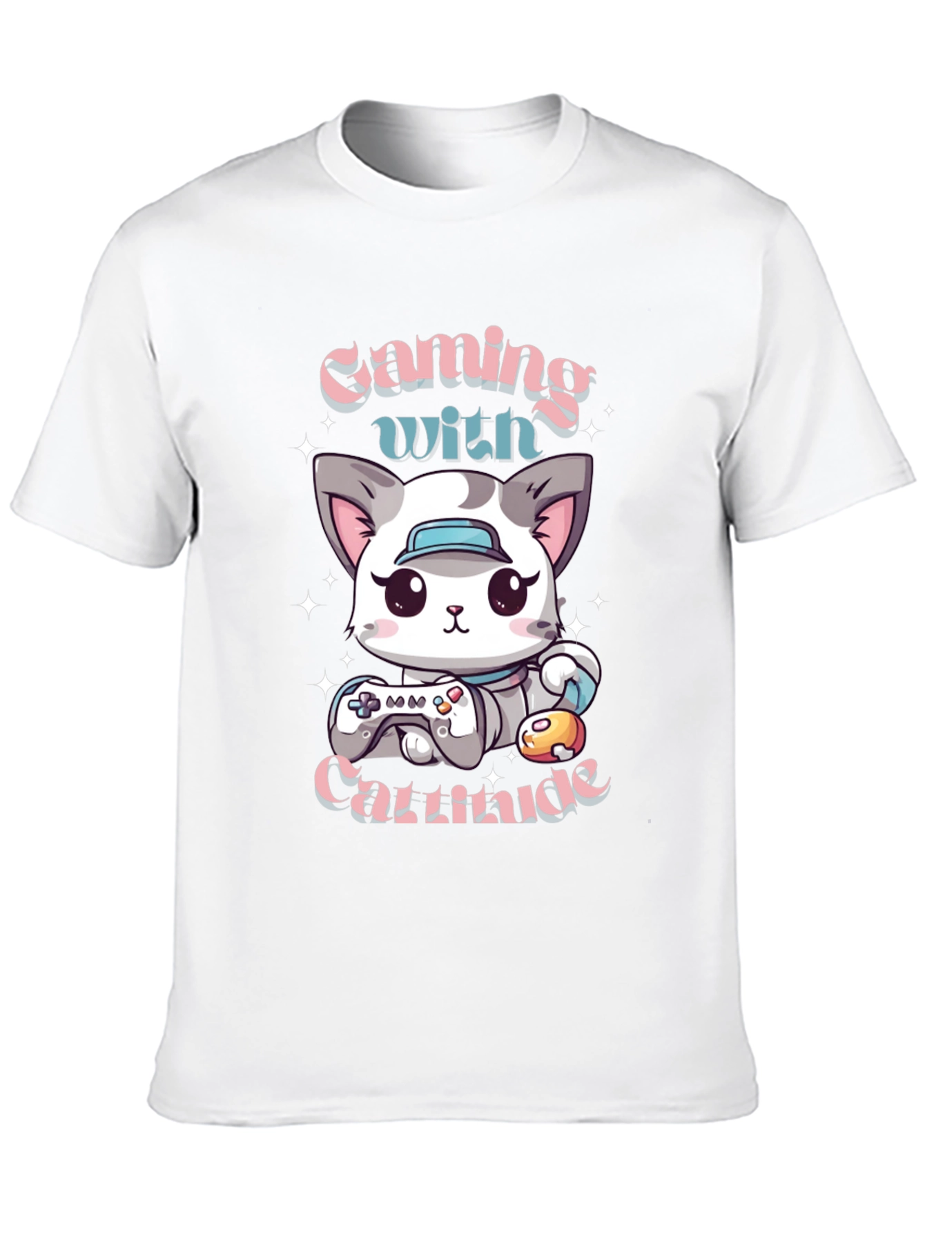 Gaming with Cattitude T-Shirt - Gamer Cat Tee
