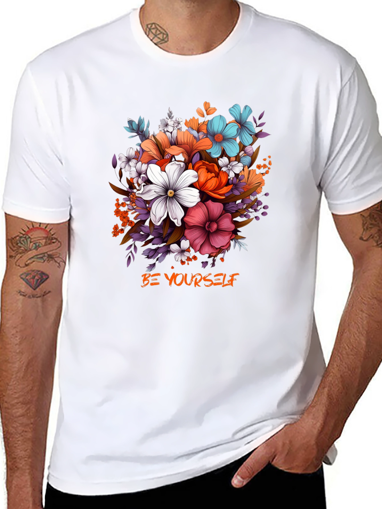 Floral Graphic Tee - Be Yourself T-Shirt